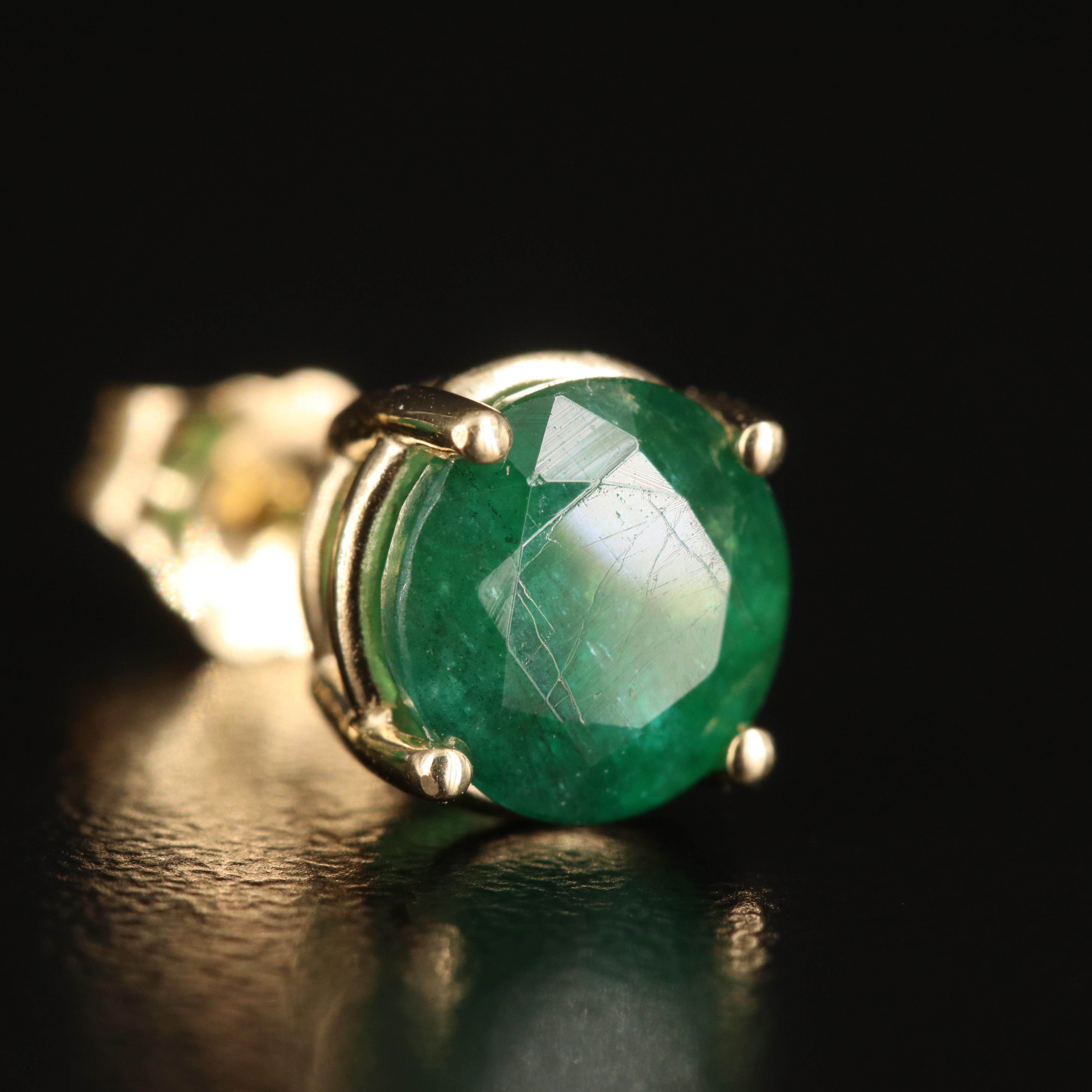 14K 3.01 CTW Emerald Stud Earrings