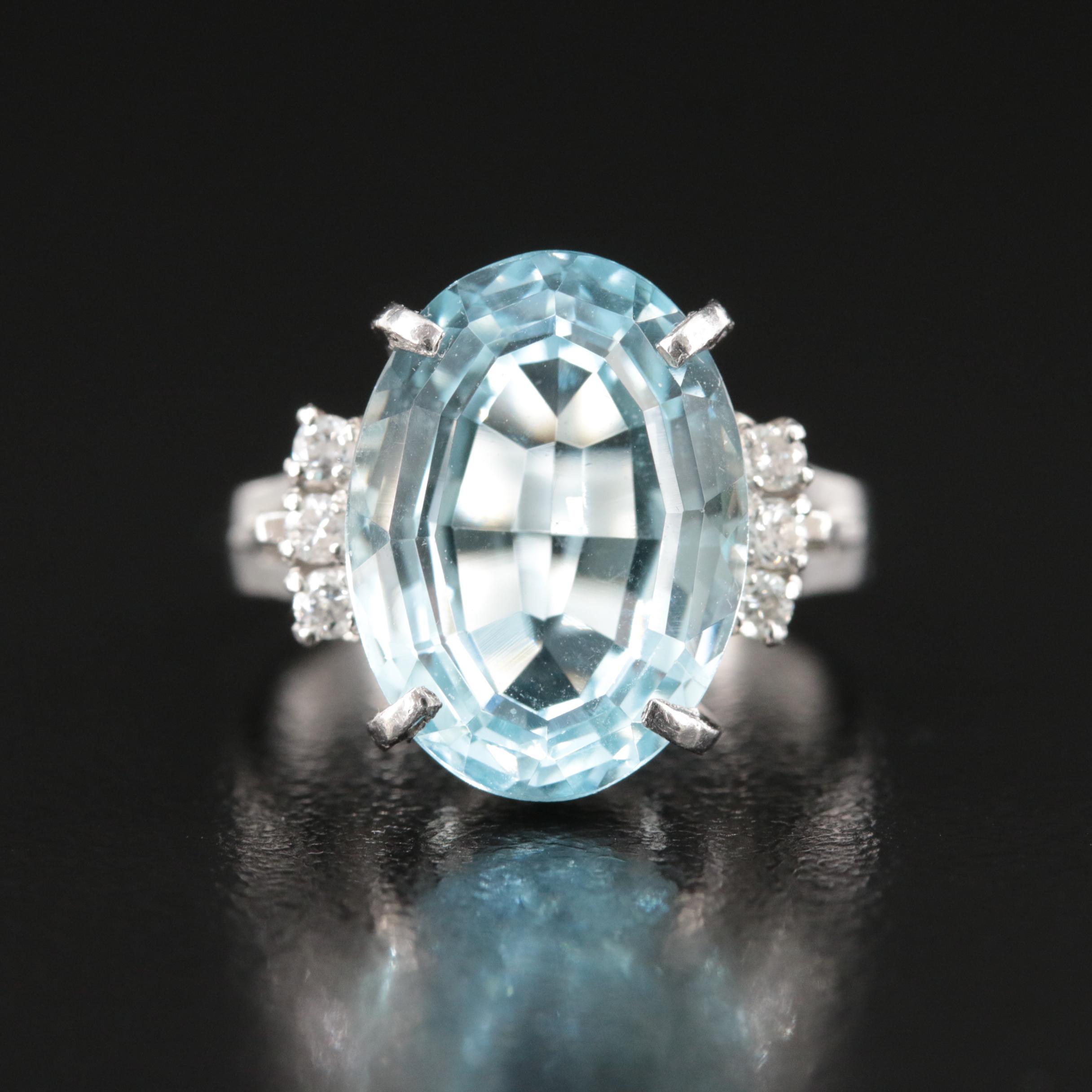 Platinum 6.03 CT Aquamarine and Diamond Ring