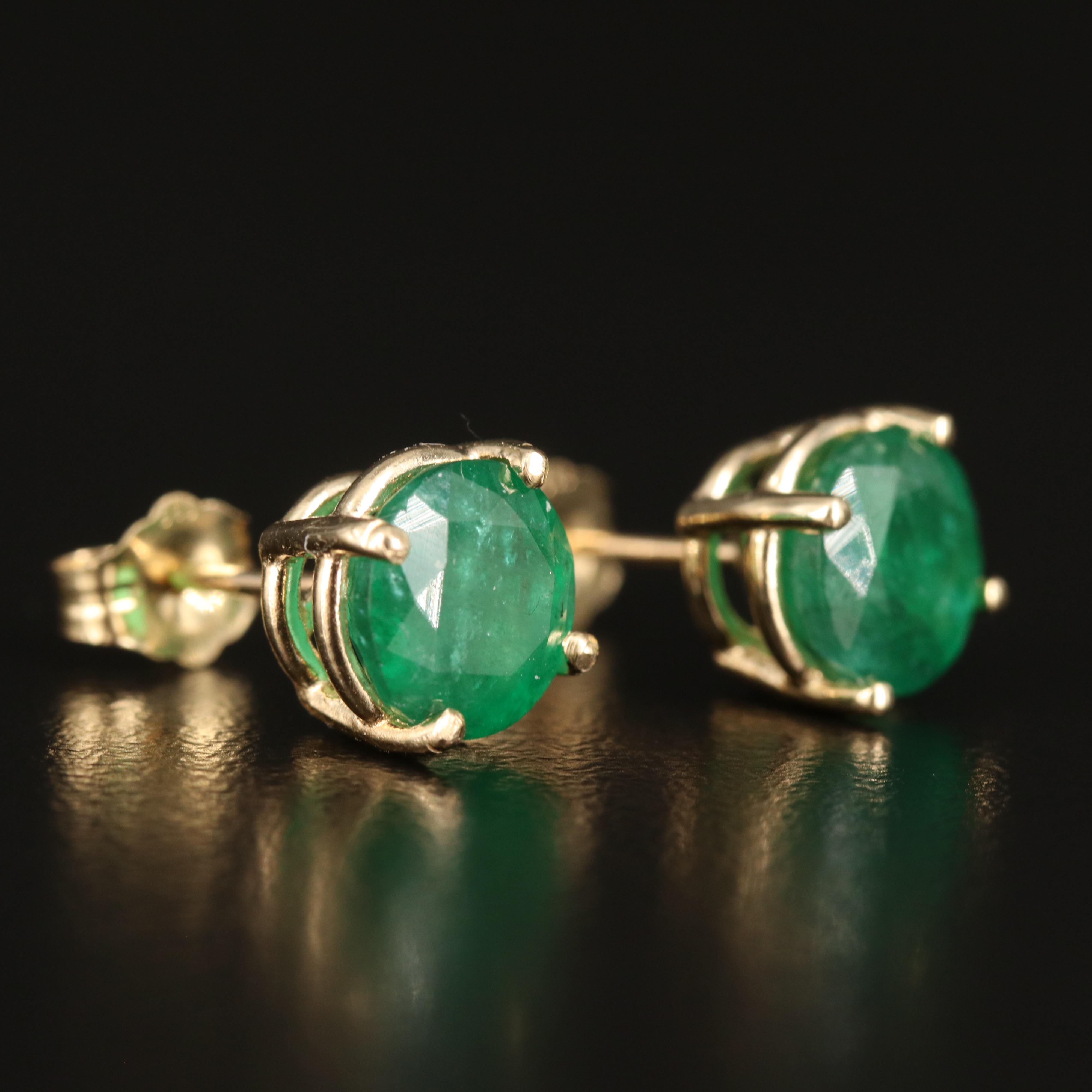 14K 3.01 CTW Emerald Stud Earrings