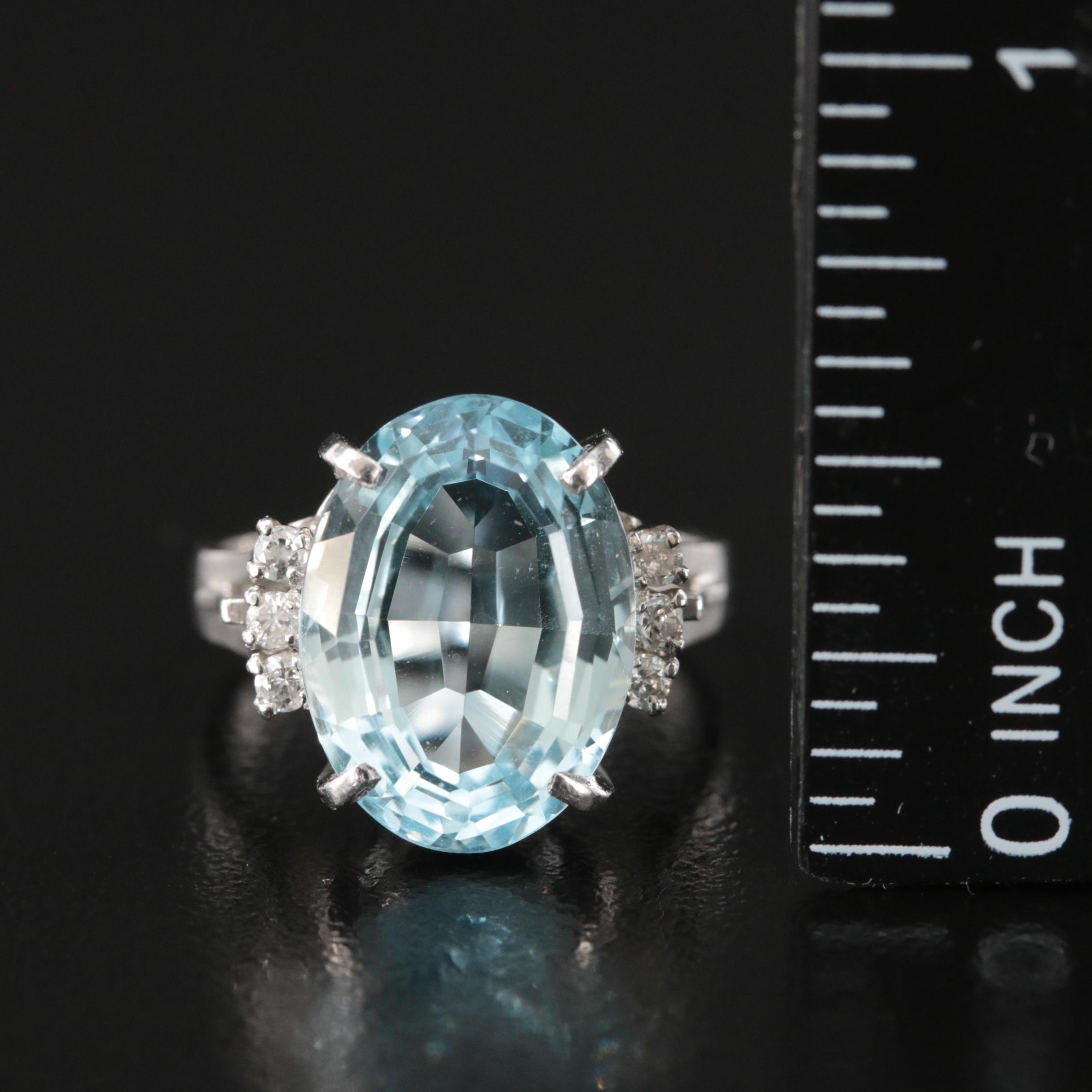 Platinum 6.03 CT Aquamarine and Diamond Ring