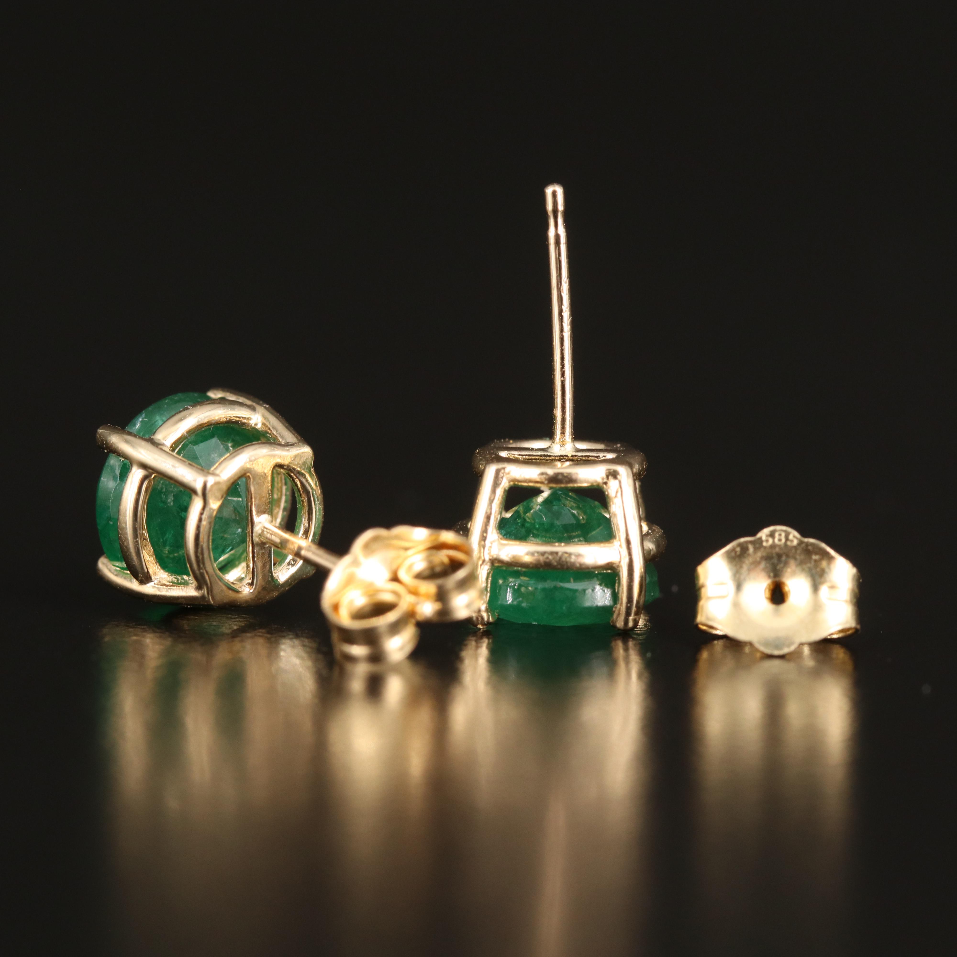 14K 3.01 CTW Emerald Stud Earrings