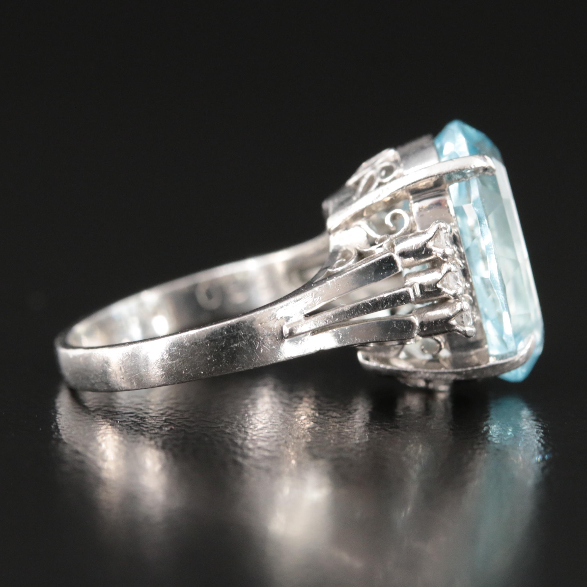 Platinum 6.03 CT Aquamarine and Diamond Ring