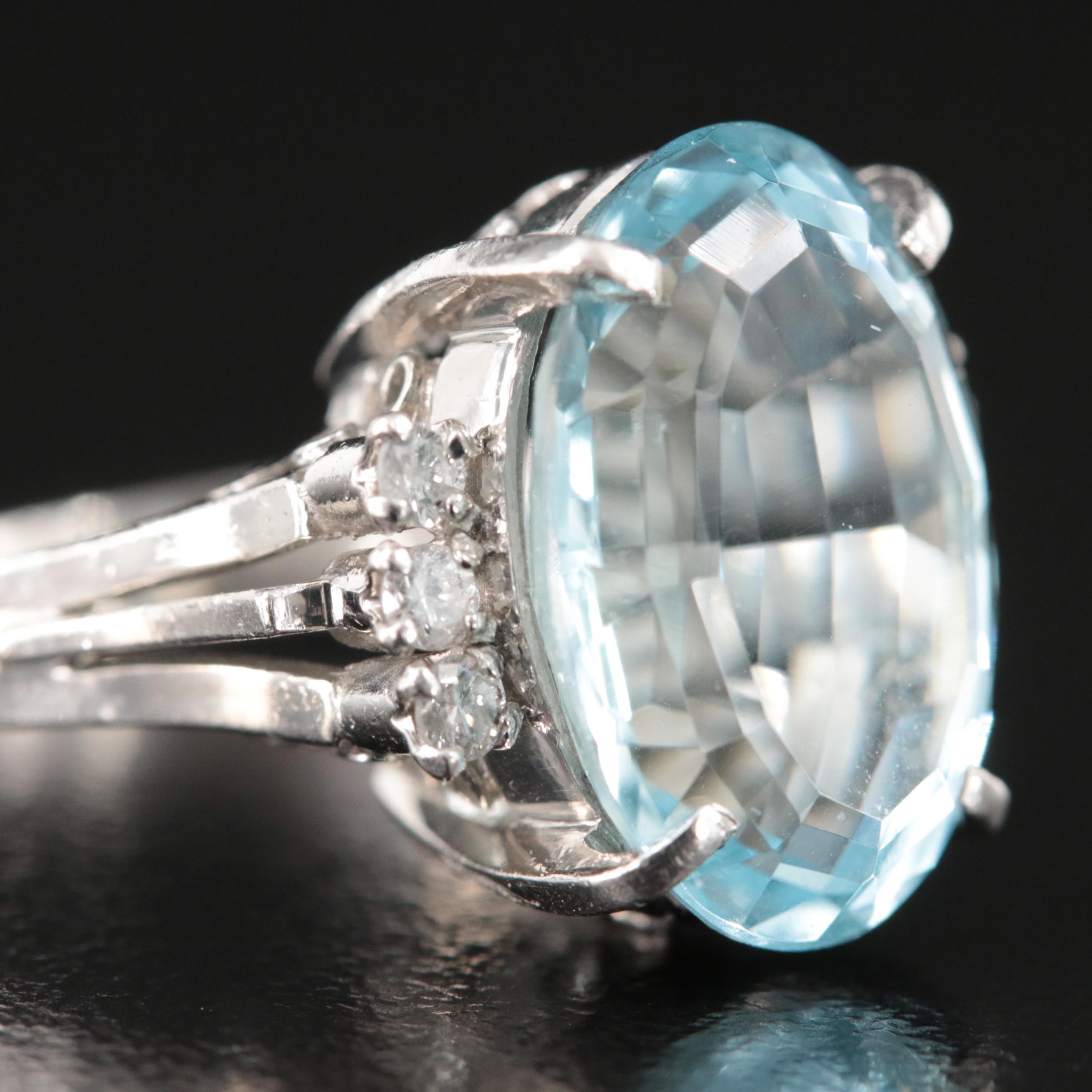 Platinum 6.03 CT Aquamarine and Diamond Ring
