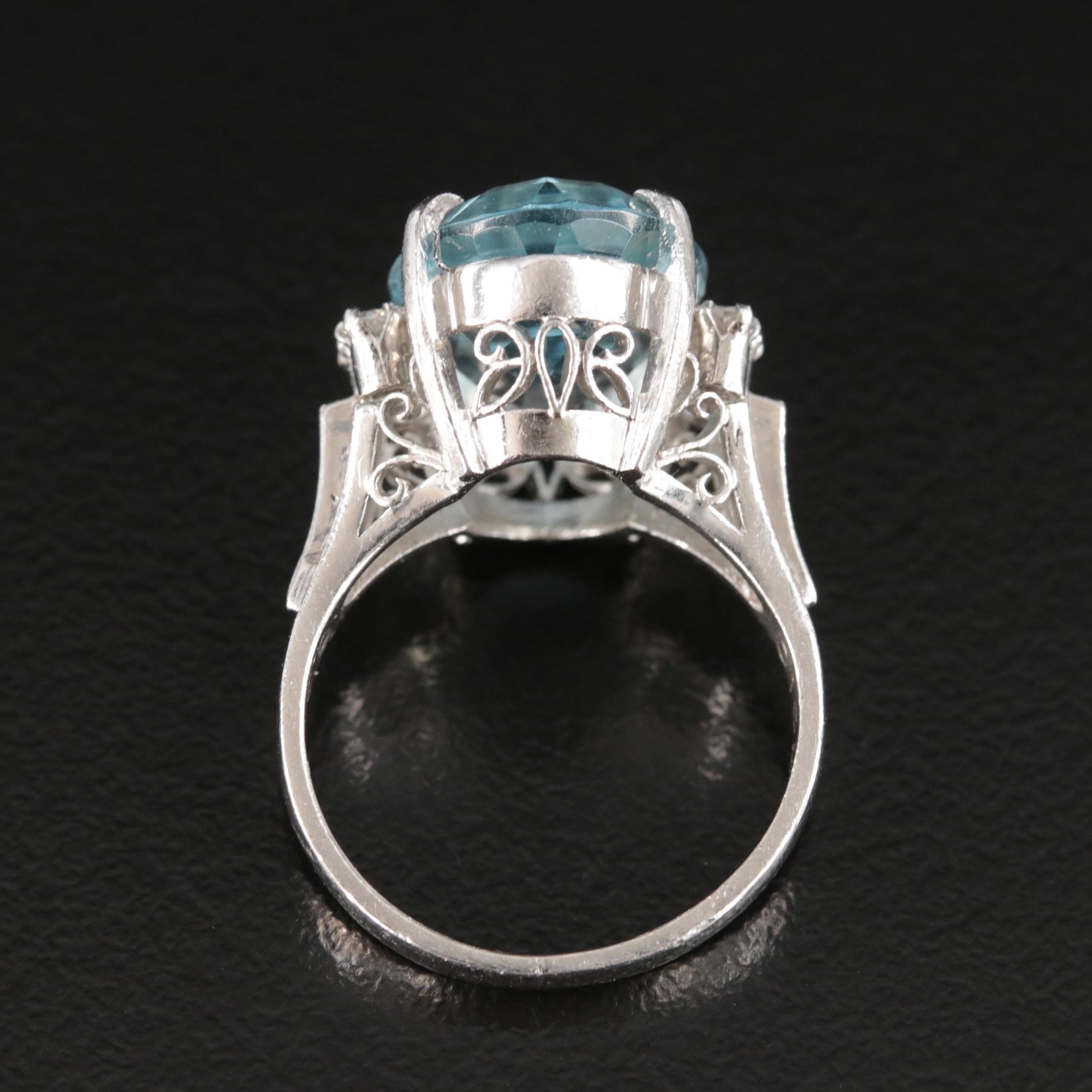 Platinum 6.03 CT Aquamarine and Diamond Ring