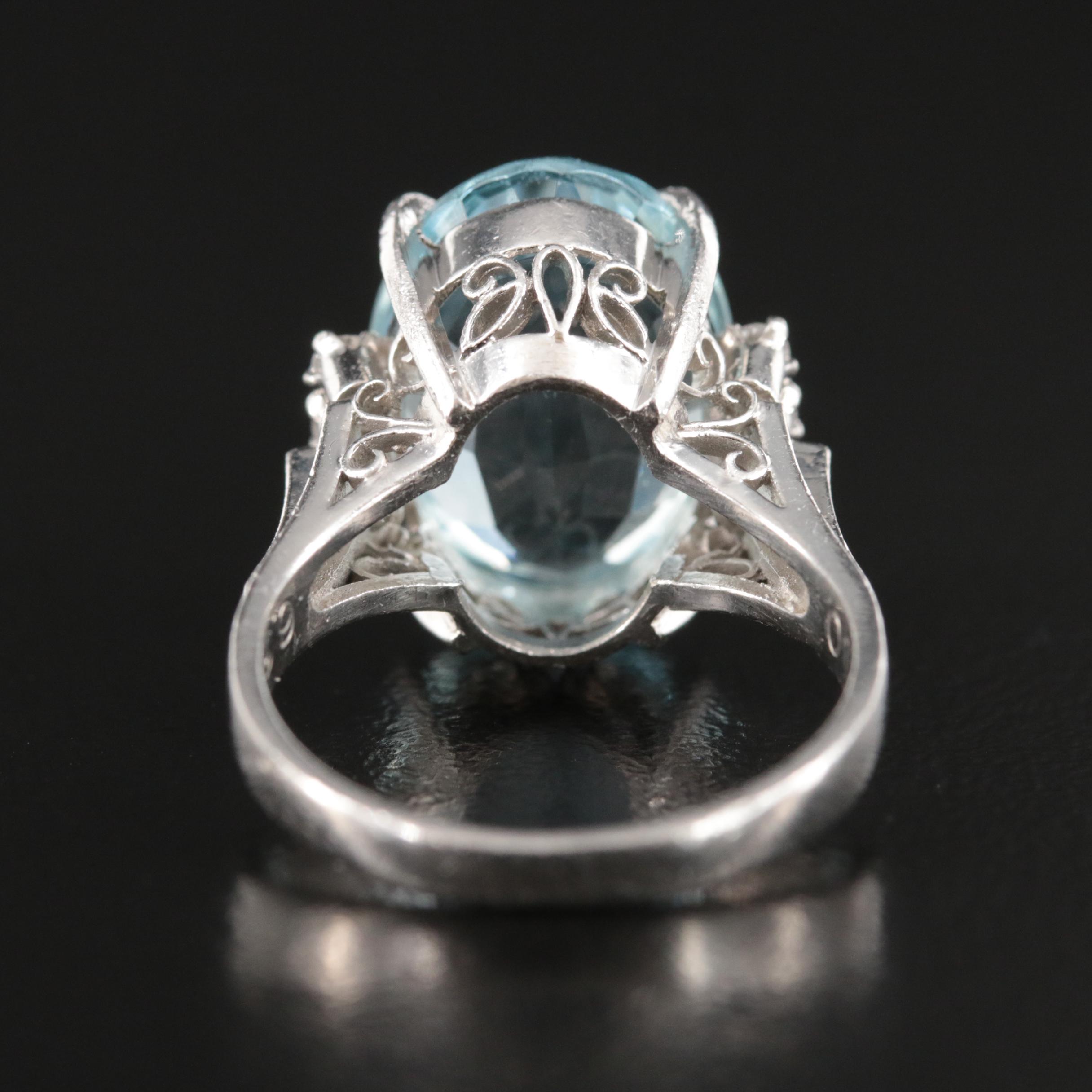 Platinum 6.03 CT Aquamarine and Diamond Ring