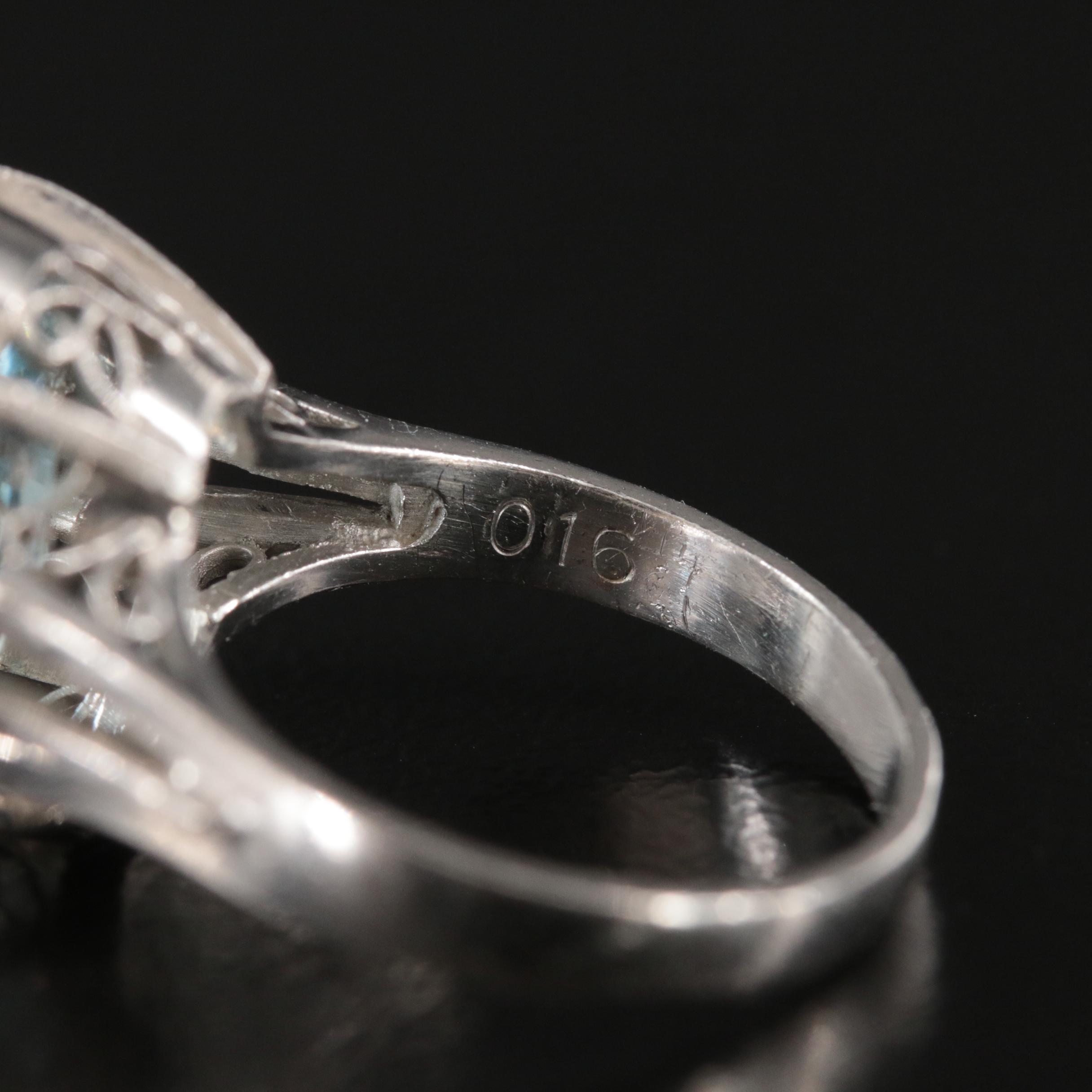 Platinum 6.03 CT Aquamarine and Diamond Ring