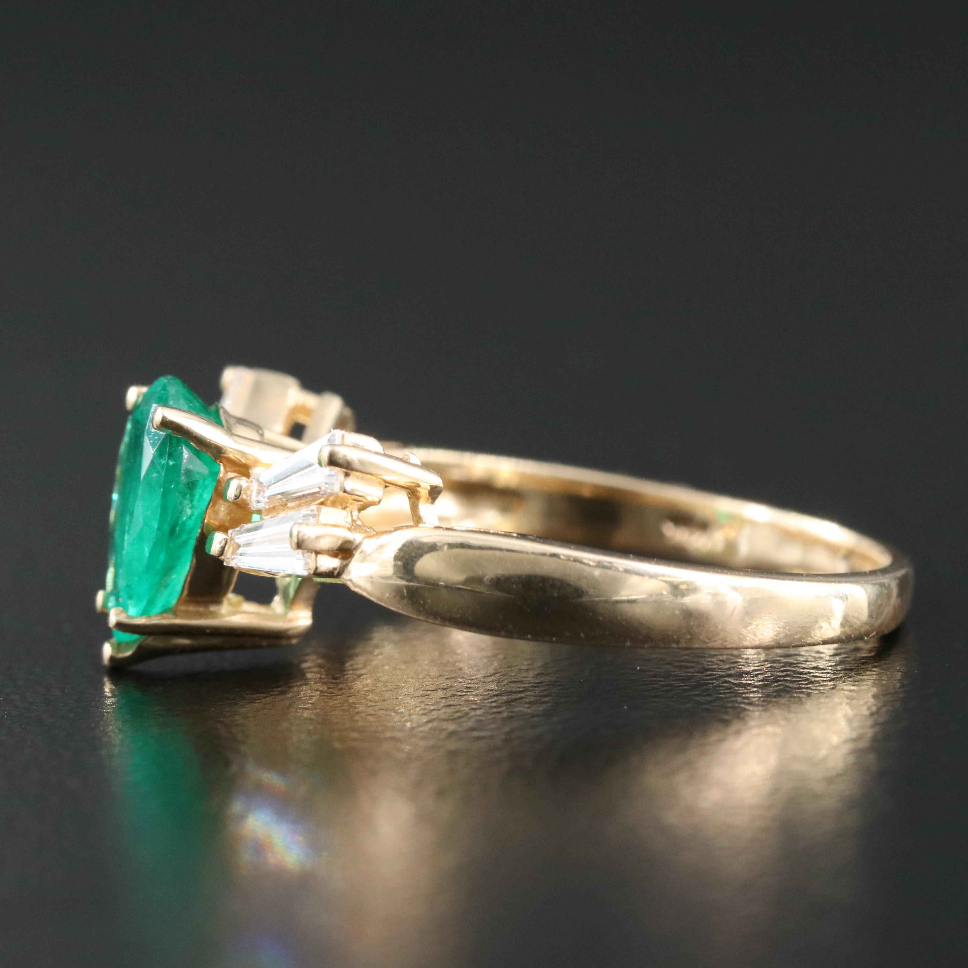 14K 1.31 CT Emerald and Diamond Ring