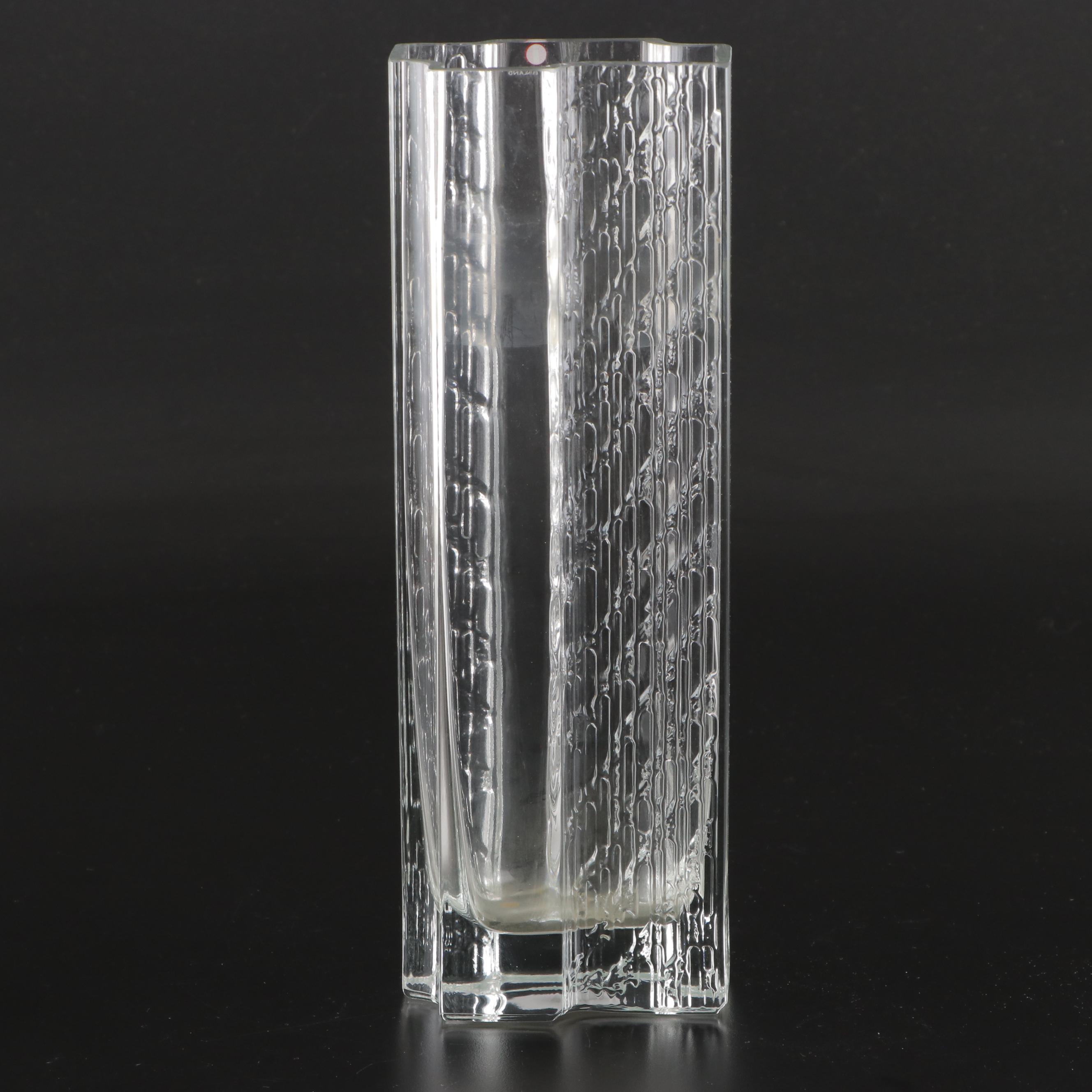 Iittala Finnish Art Glass Vase and Other Crystal Bowl, Mid to Late 20th Century