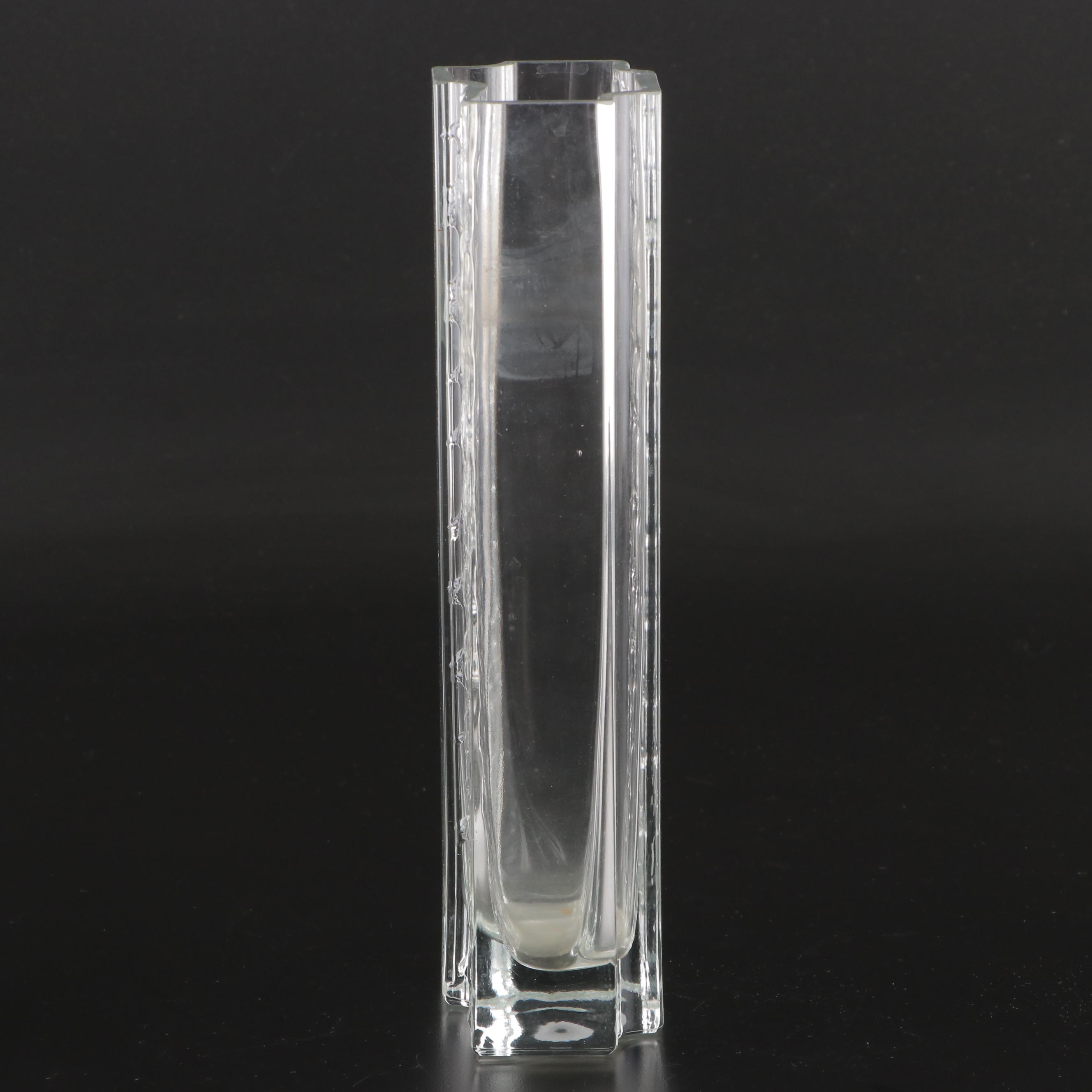 Iittala Finnish Art Glass Vase and Other Crystal Bowl, Mid to Late 20th Century