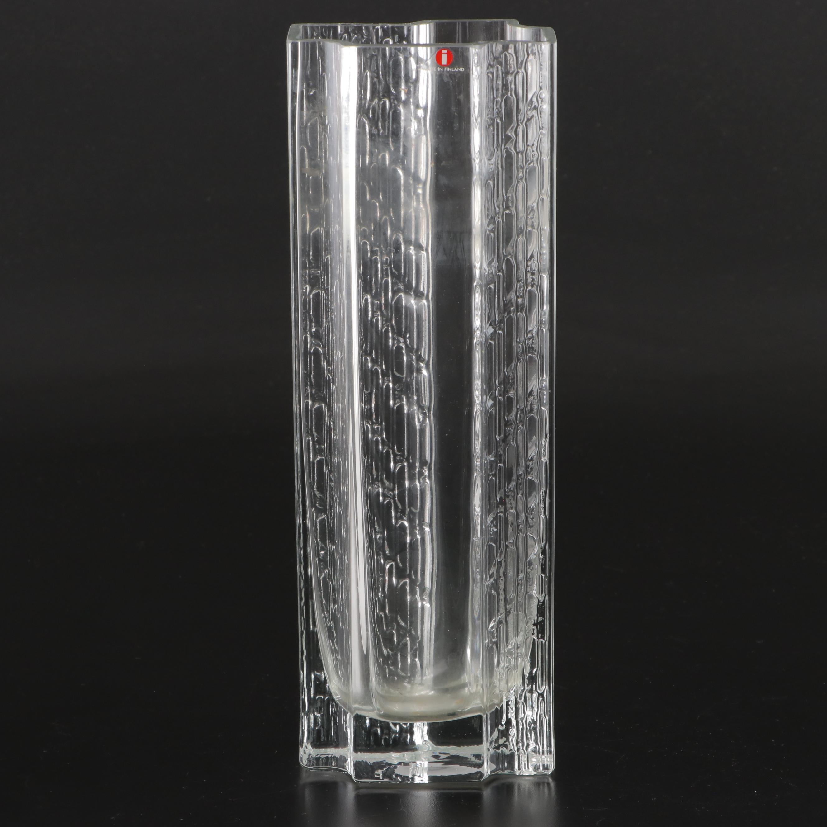 Iittala Finnish Art Glass Vase and Other Crystal Bowl, Mid to Late 20th Century