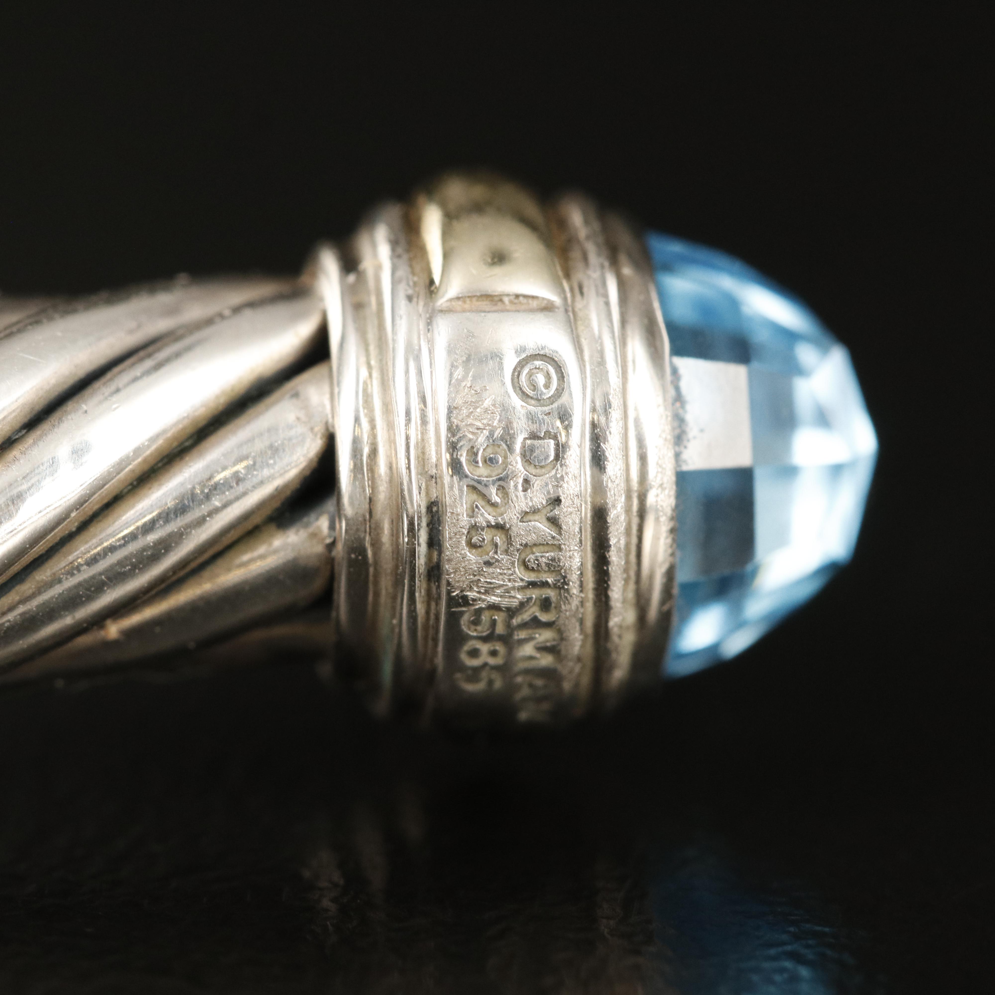 David Yurman "Classic Cable" Sterling Silver and Topaz Bracelet with 14K Accents