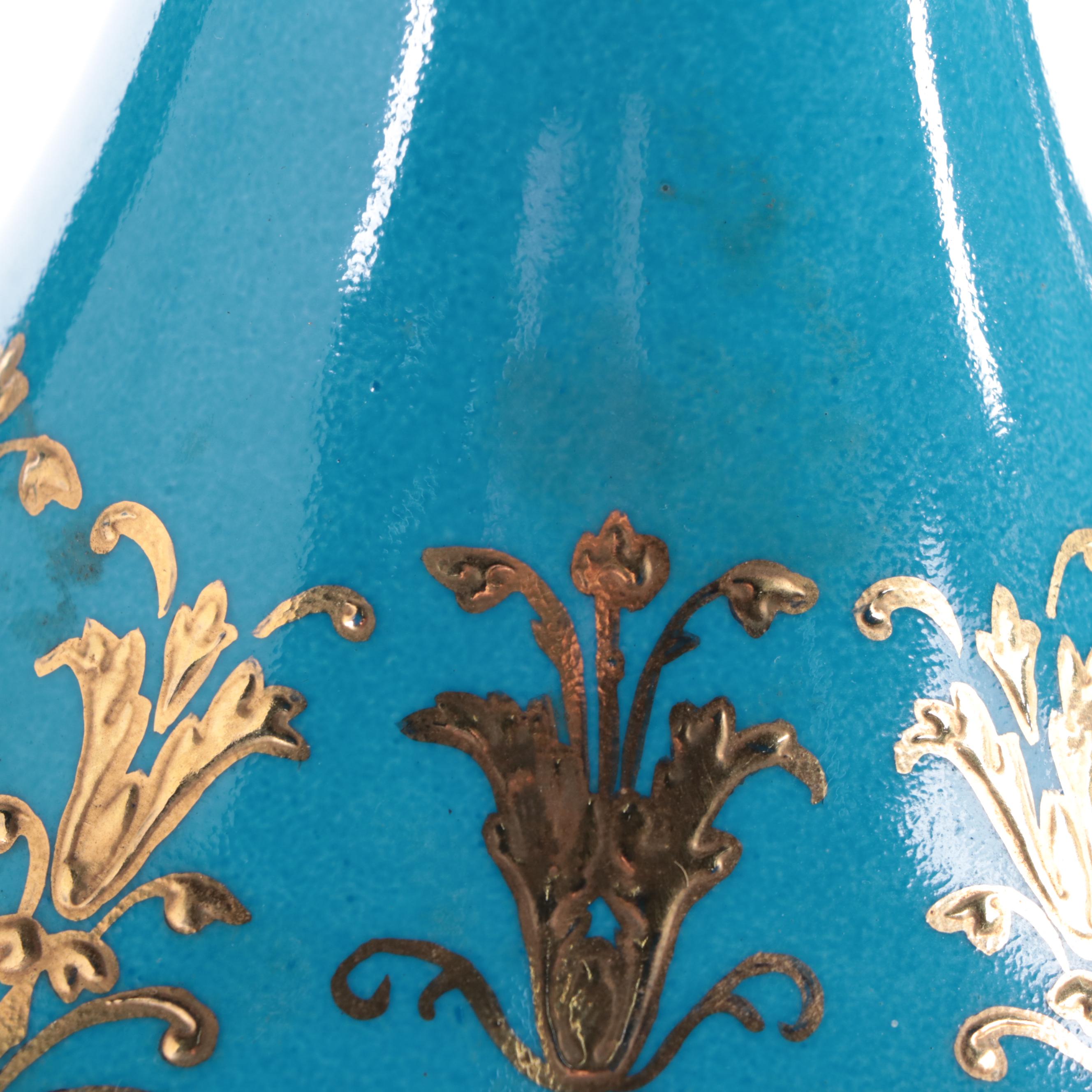 Sèvres Style Porcelain Bleu Céleste Ormolu Mounted Ewers