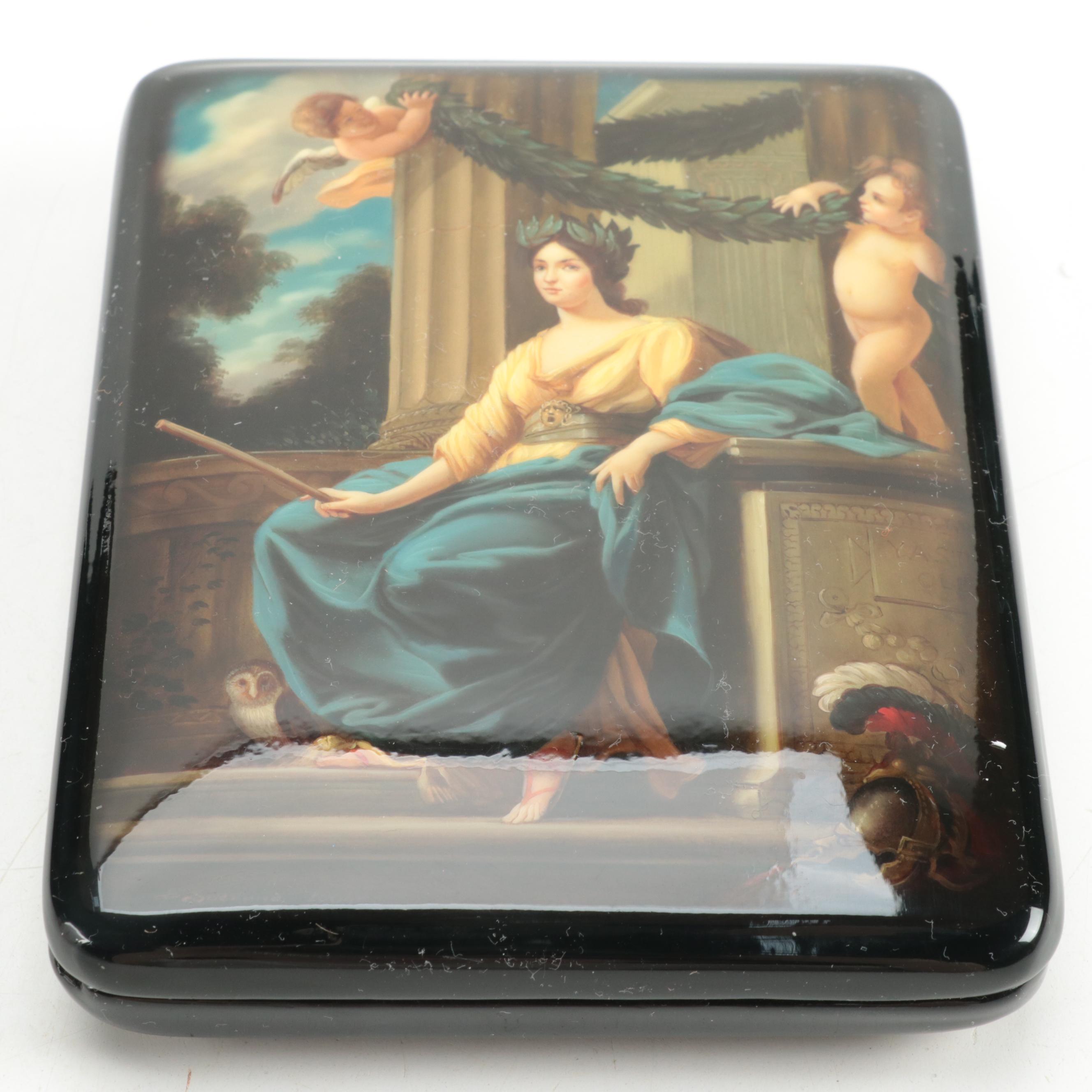 Russian Gonchar Hand-Painted "Victory" Lacquerware Box