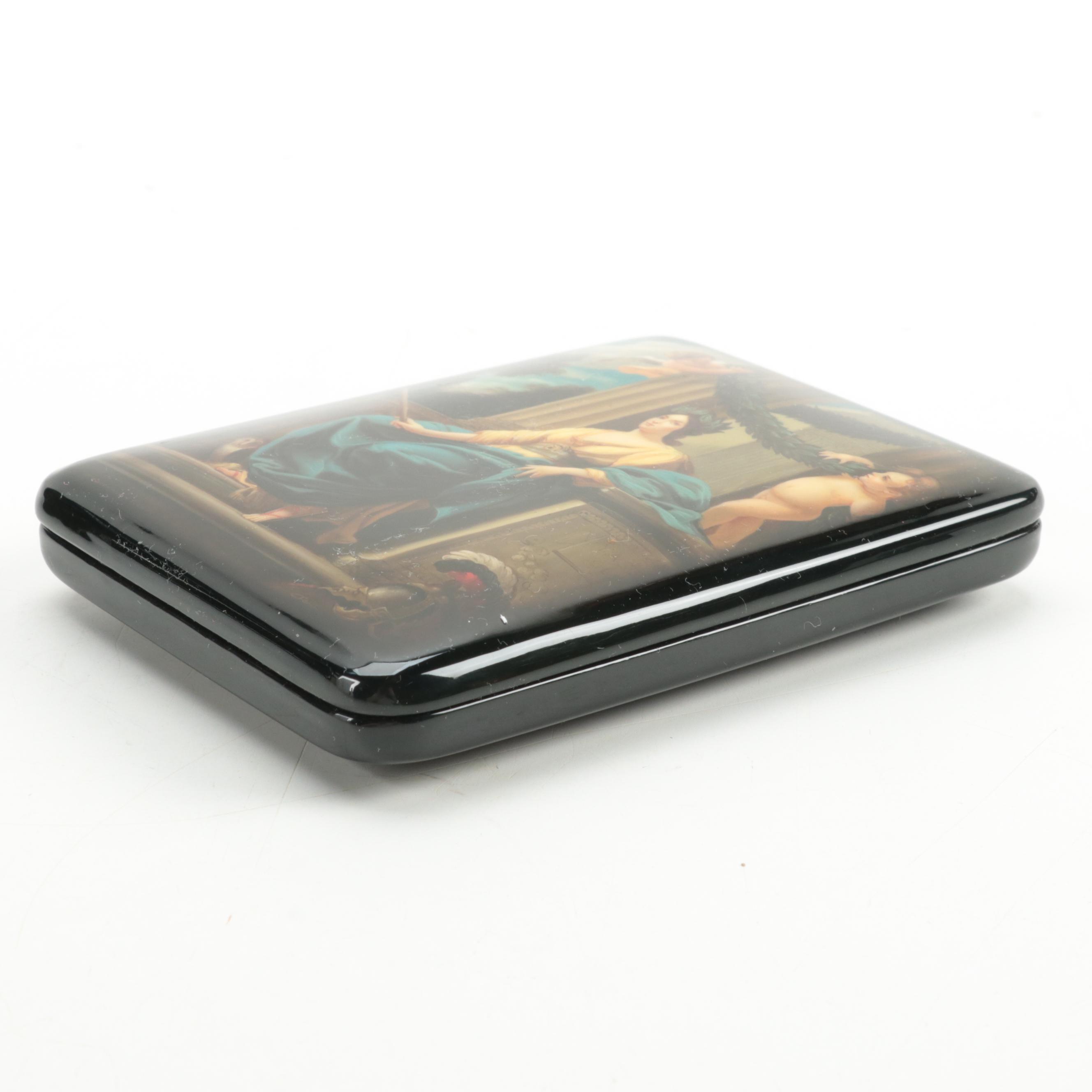 Russian Gonchar Hand-Painted "Victory" Lacquerware Box