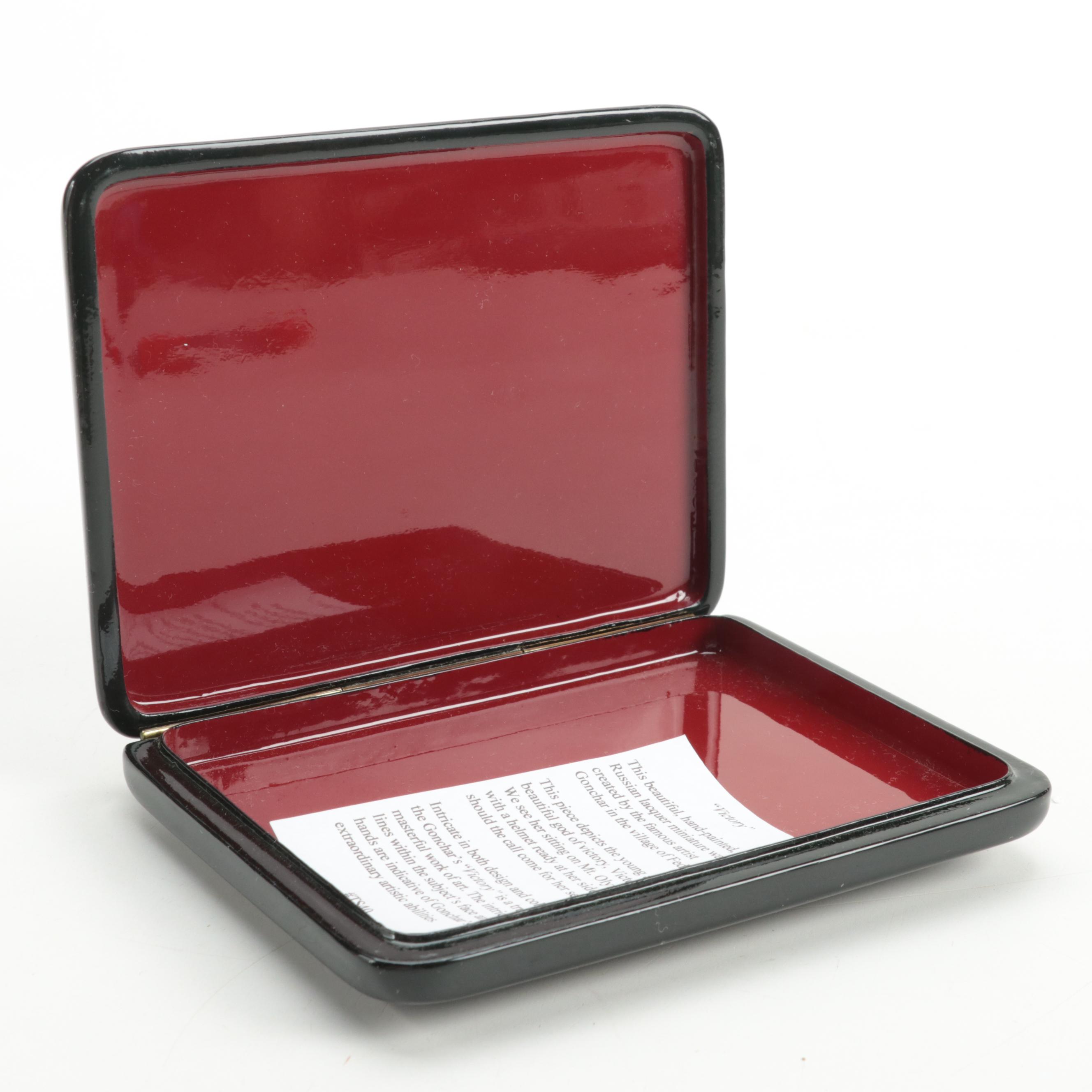 Russian Gonchar Hand-Painted "Victory" Lacquerware Box