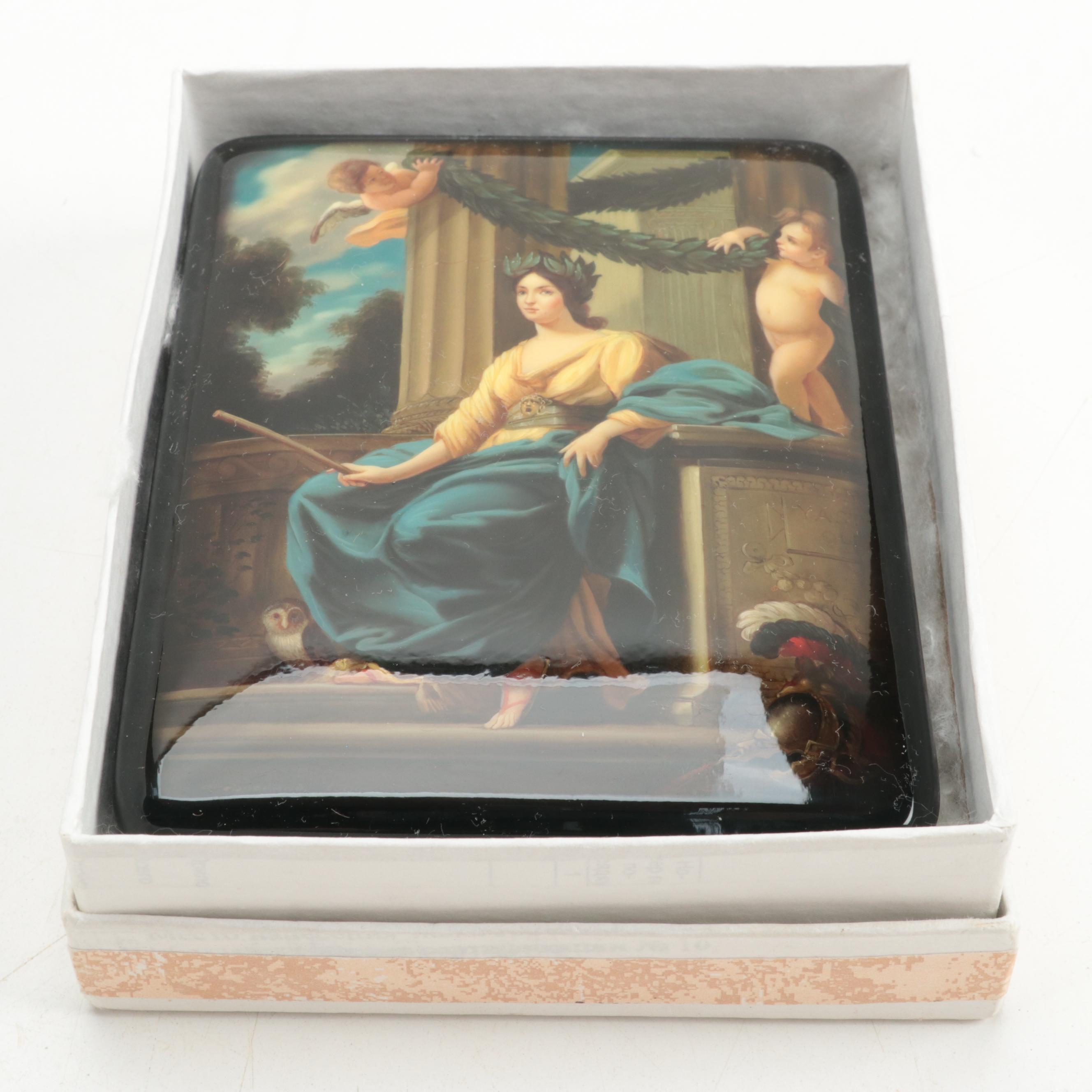 Russian Gonchar Hand-Painted "Victory" Lacquerware Box