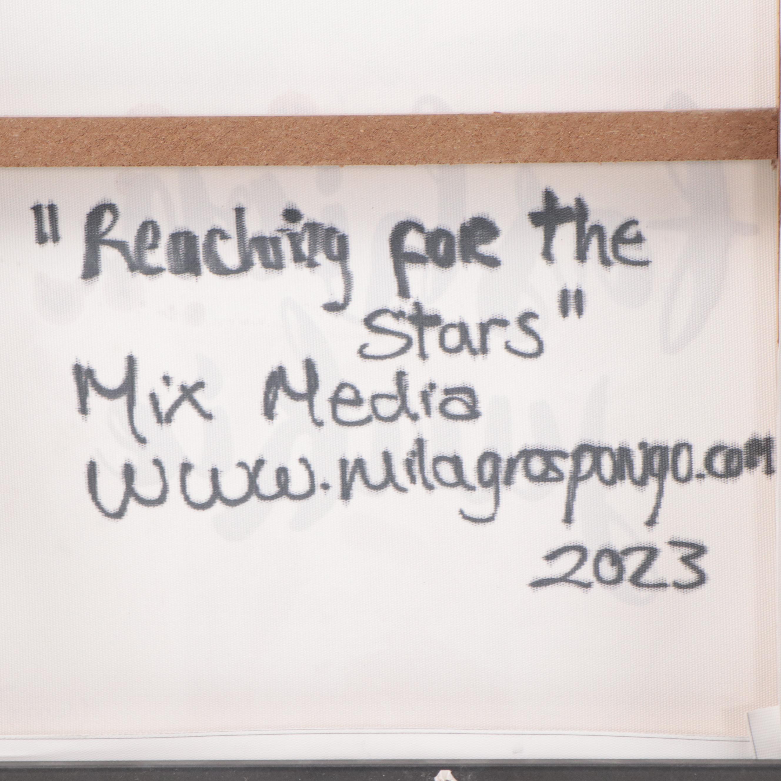 Milagros Pongo Mixed Media Painting "Reaching for the Stars"