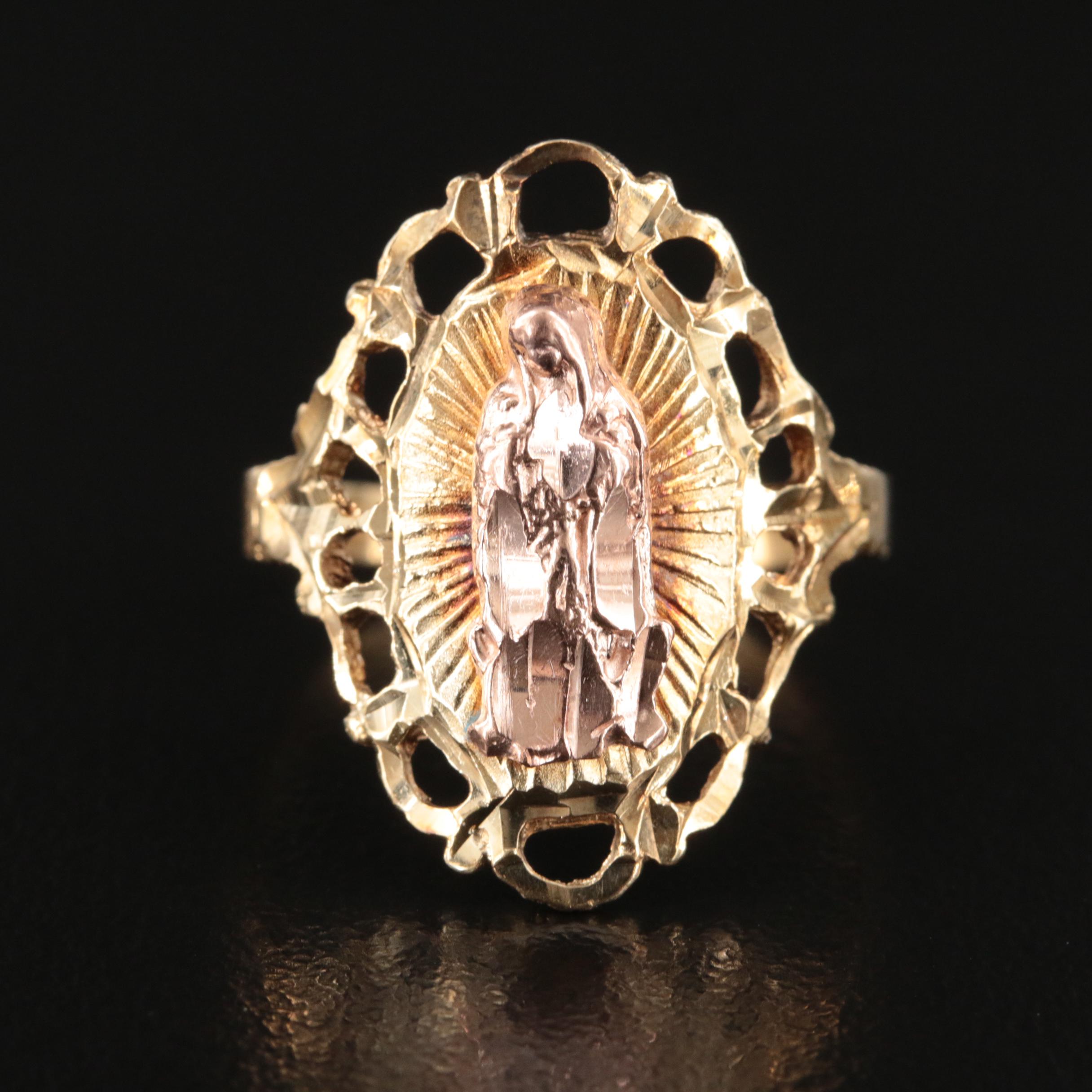 14K Rose Gold Religious Ring