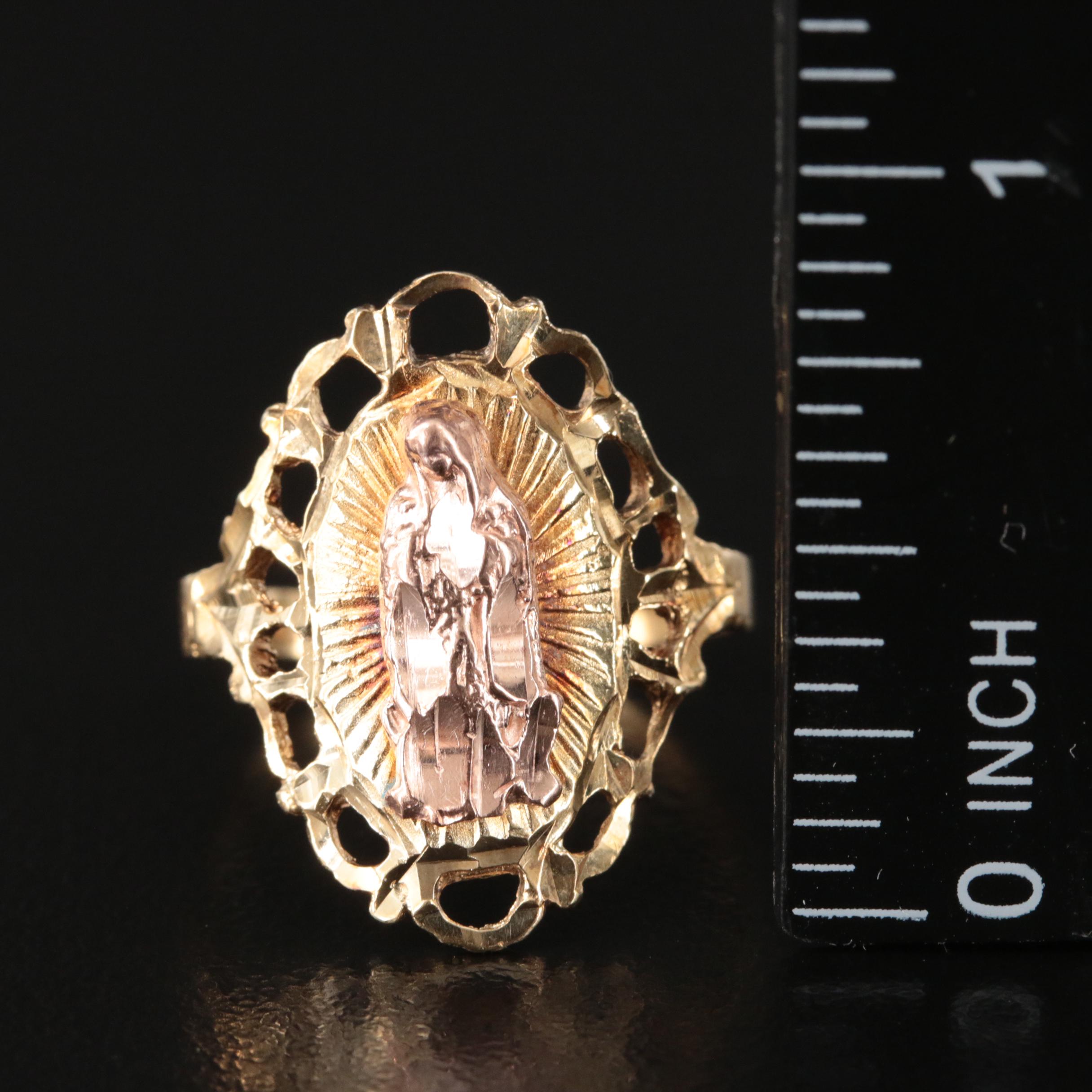 14K Rose Gold Religious Ring