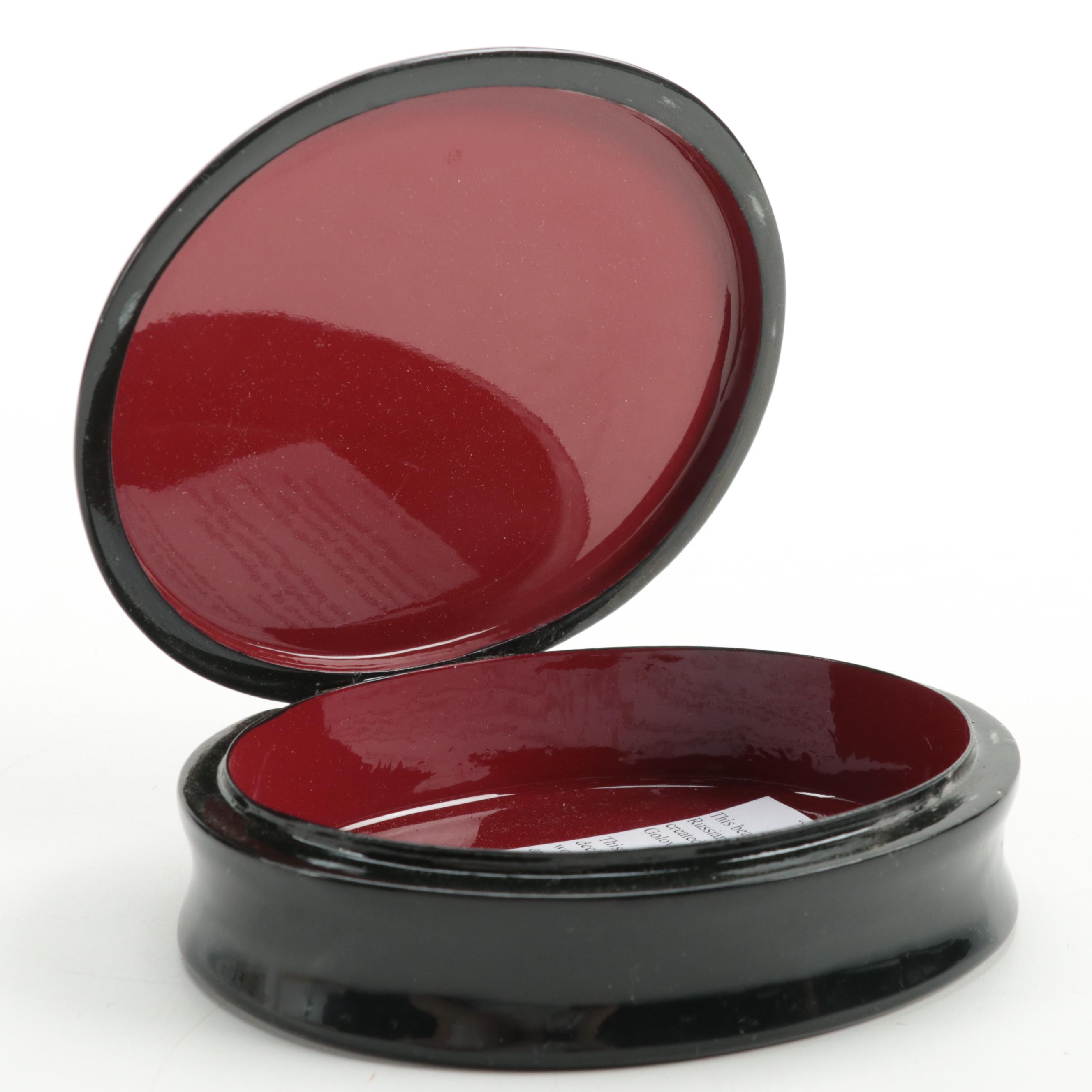 Russian Golov Hand-Painted "Angel with Harp" Lacquerware Box