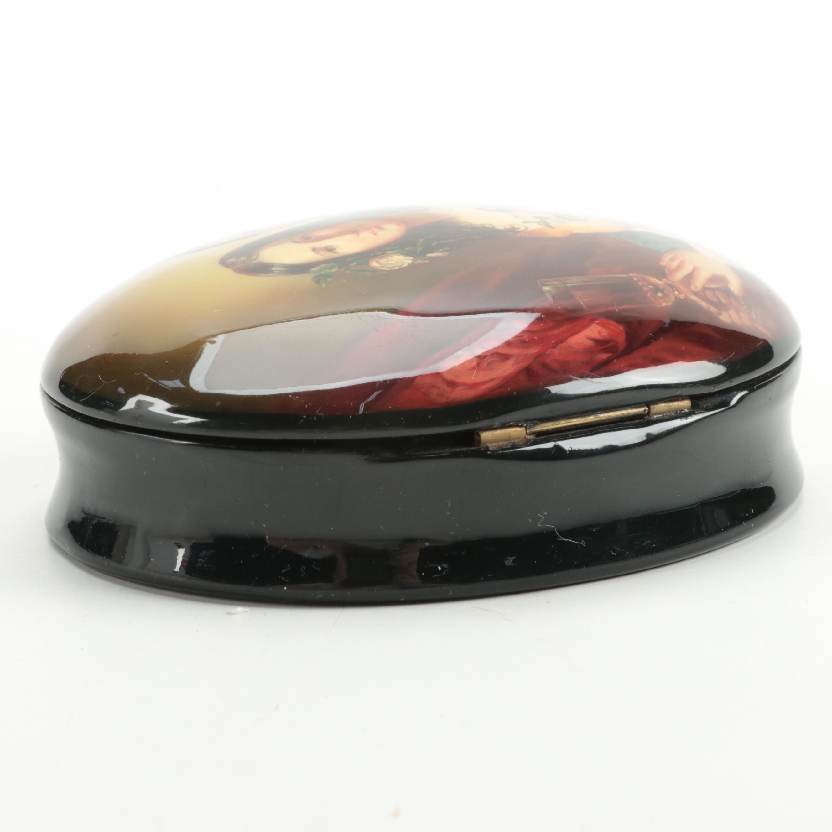 Russian Golov Hand-Painted "Angel with Harp" Lacquerware Box