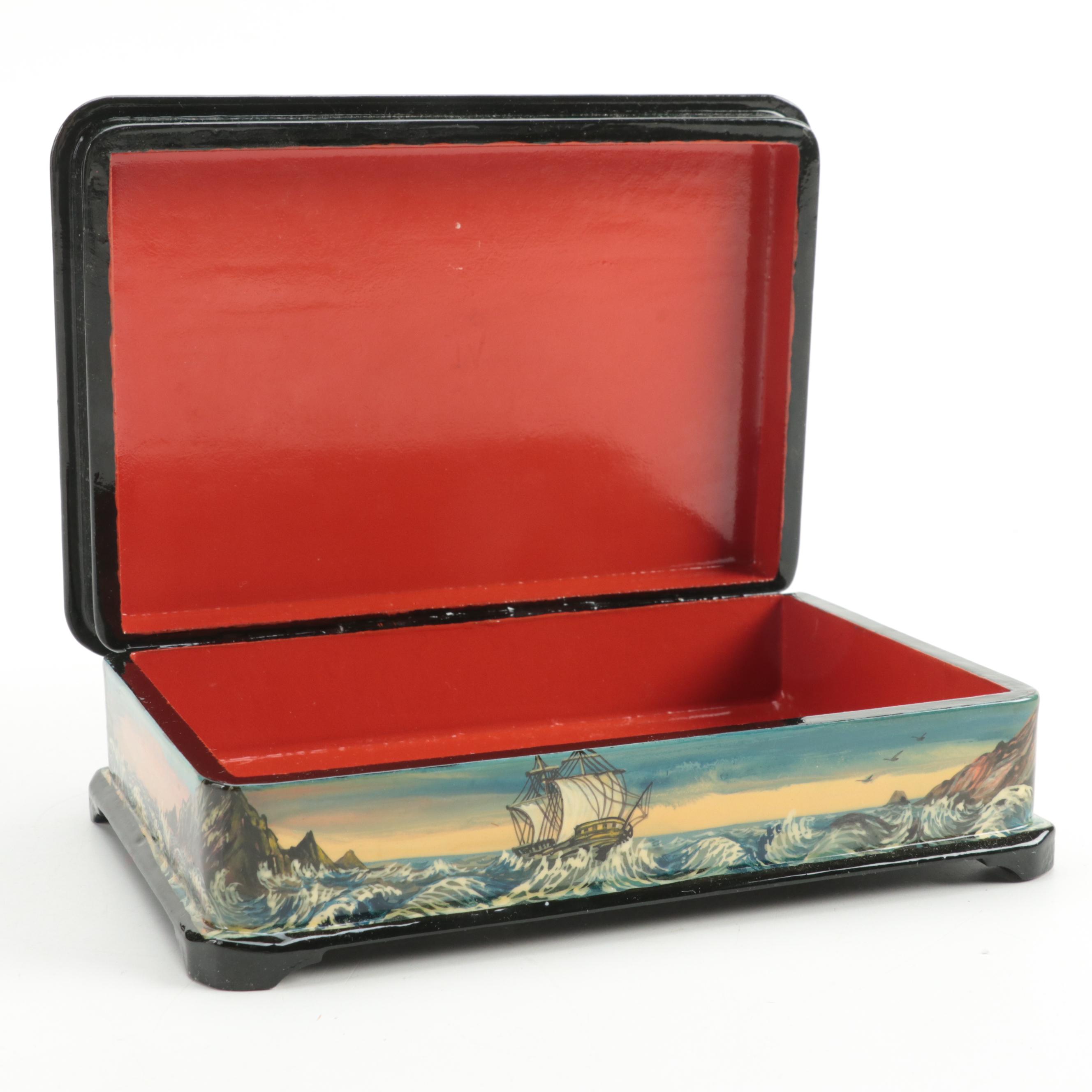 Russian Hand-Painted Lacquerware Box