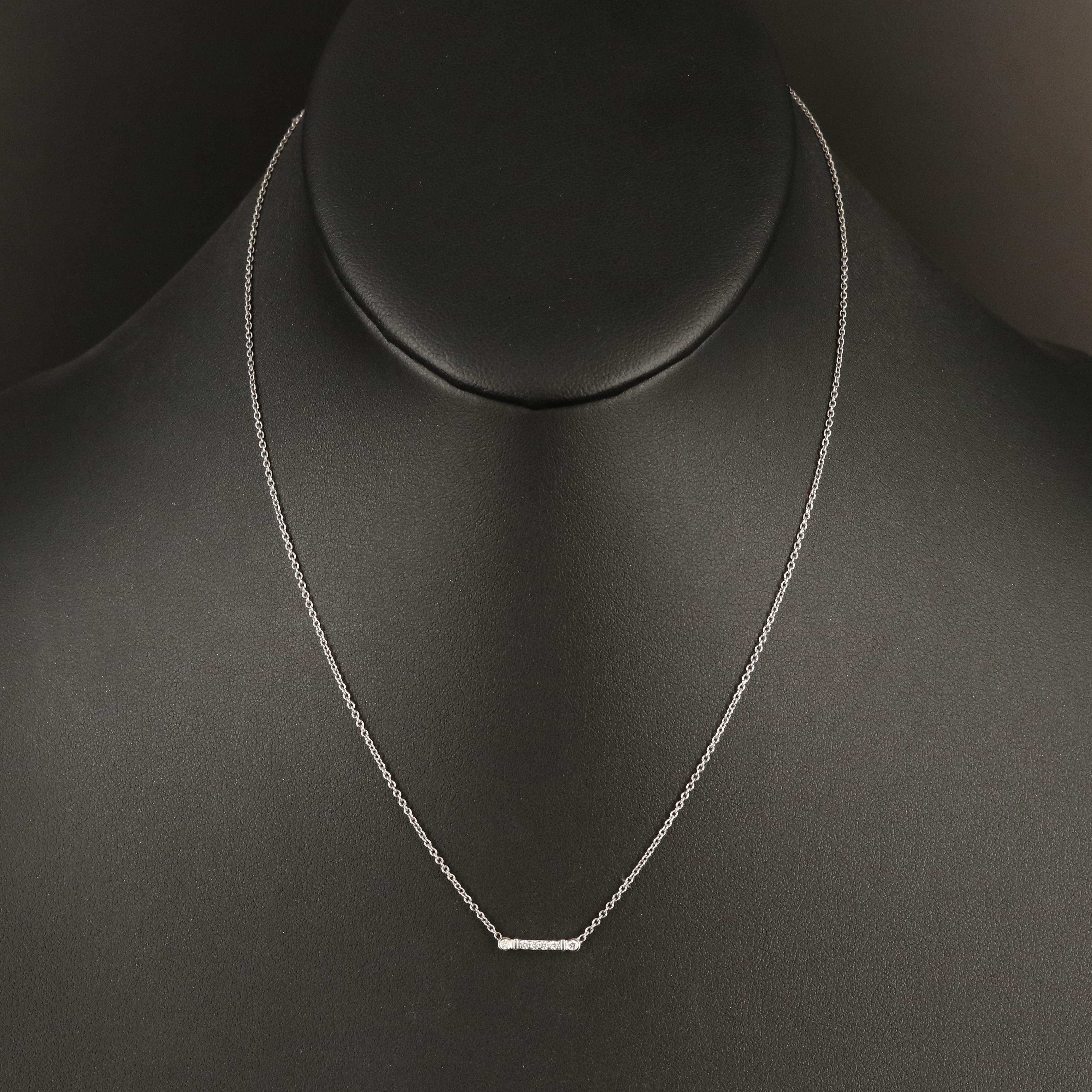 Tiffany & Co "Fleur de Lis" Platinum and 0.07 CTW Diamond Key Bar Necklace