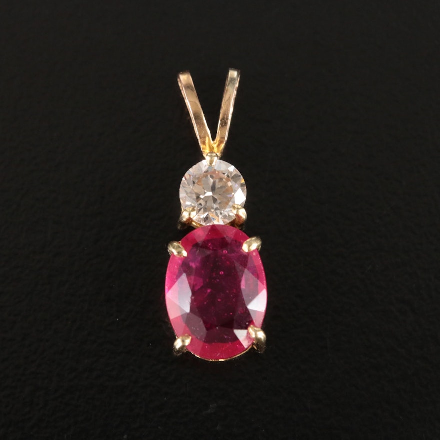 14K Corundum and Diamond Pendant