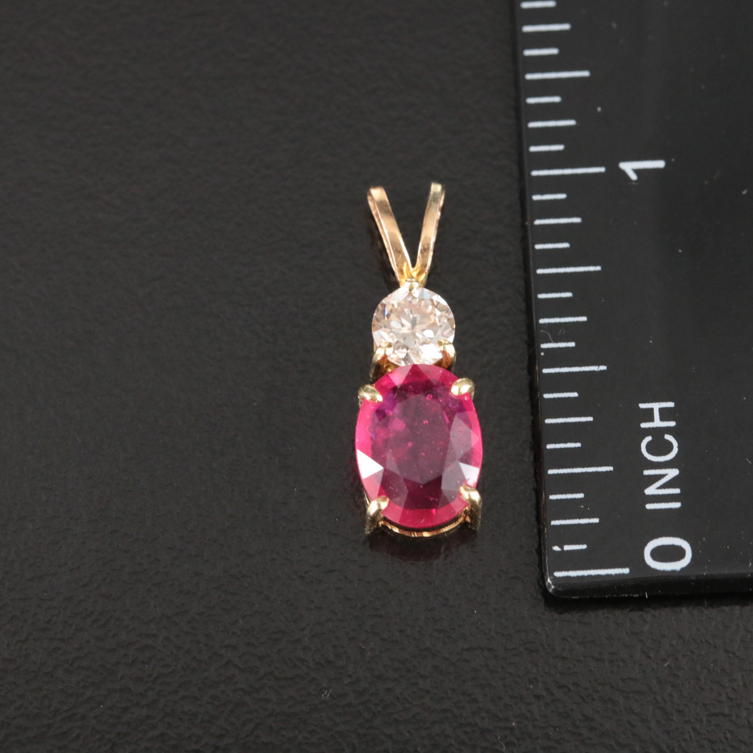 14K Corundum and Diamond Pendant