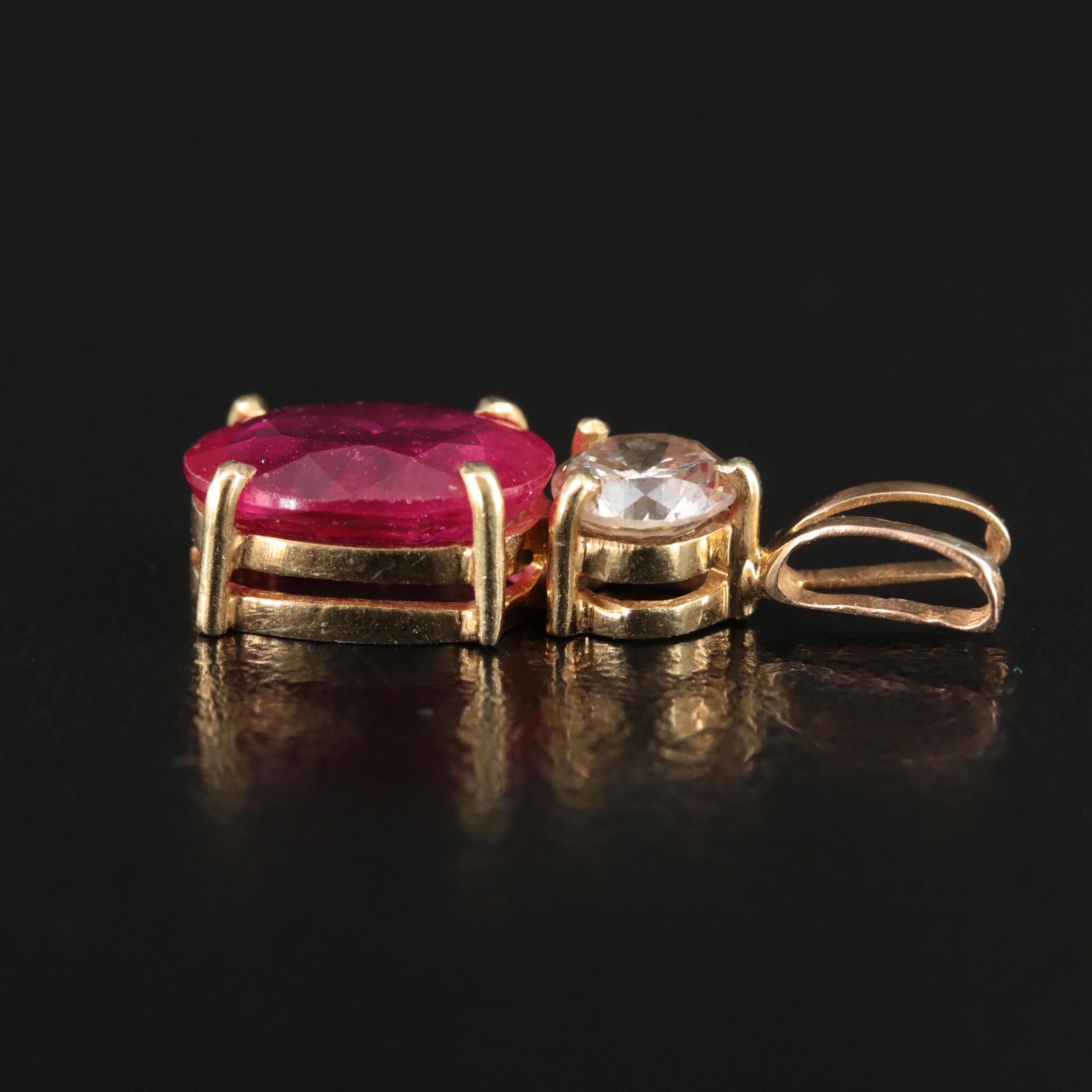 14K Corundum and Diamond Pendant