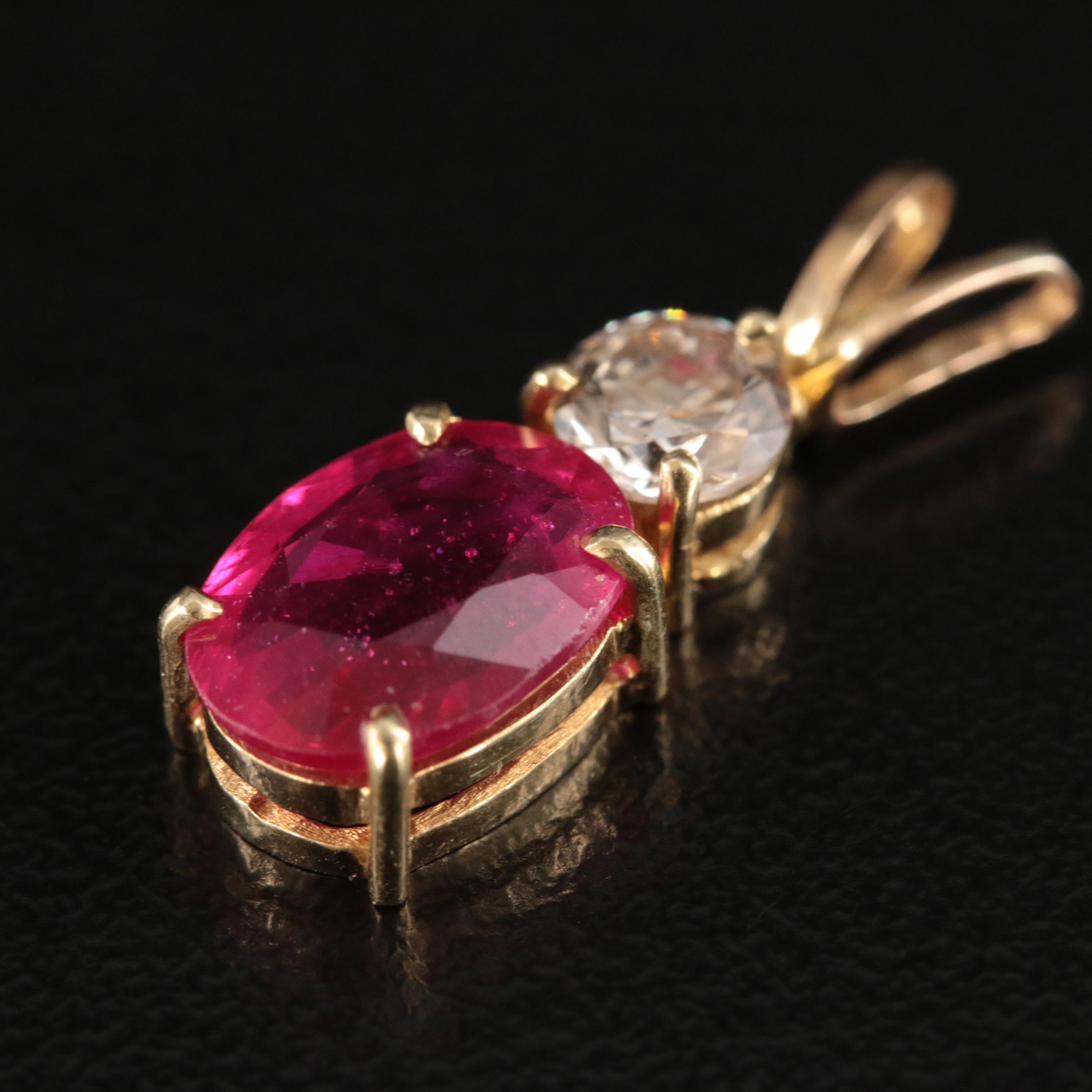 14K Corundum and Diamond Pendant
