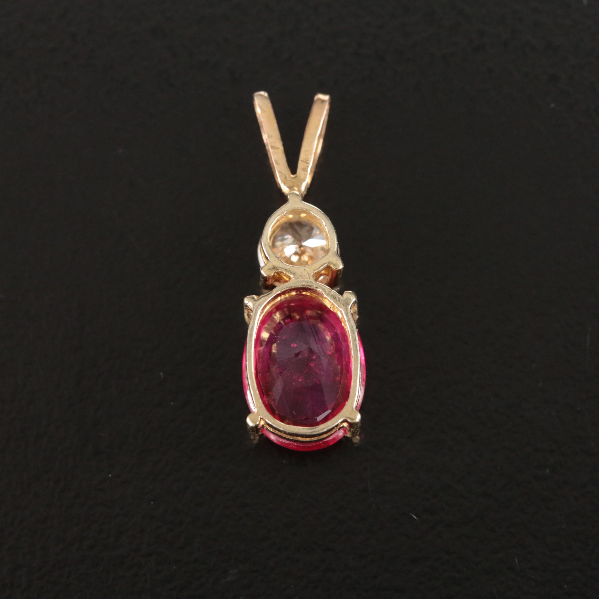 14K Corundum and Diamond Pendant