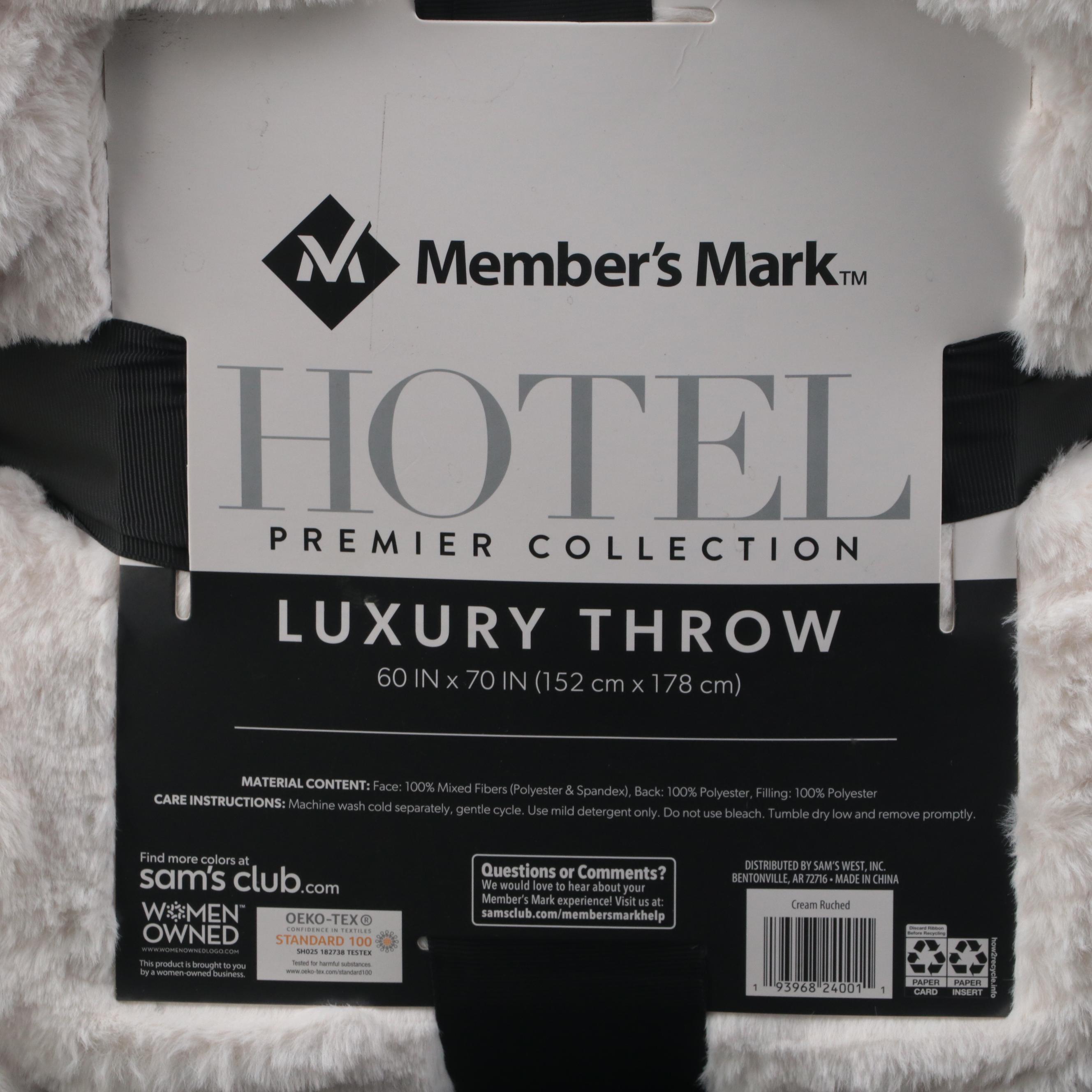 Member's Mark Hotel Premier Collection Luxury Throw in Ruched Cream