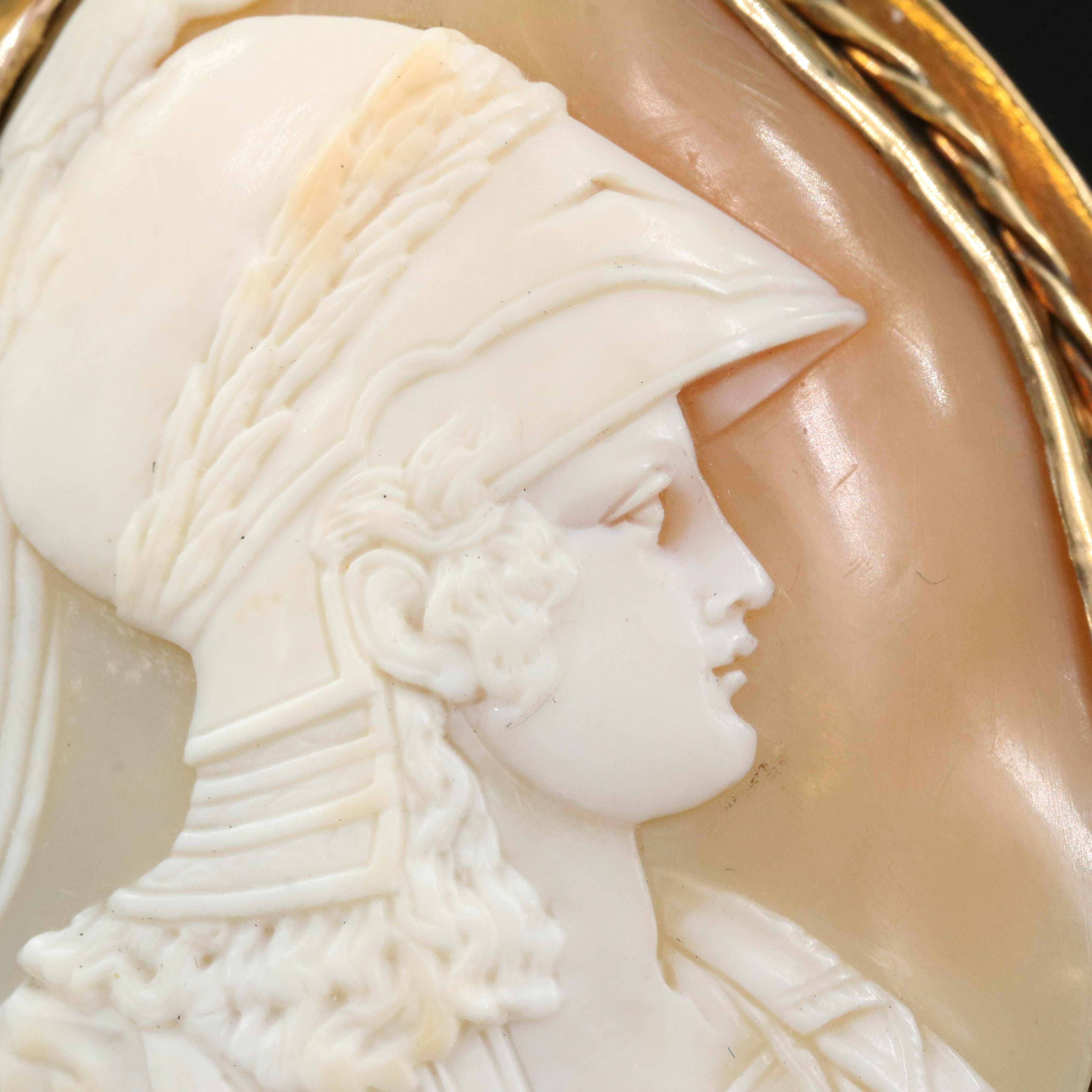 Victorian "Athena" Shell Cameo Brooch