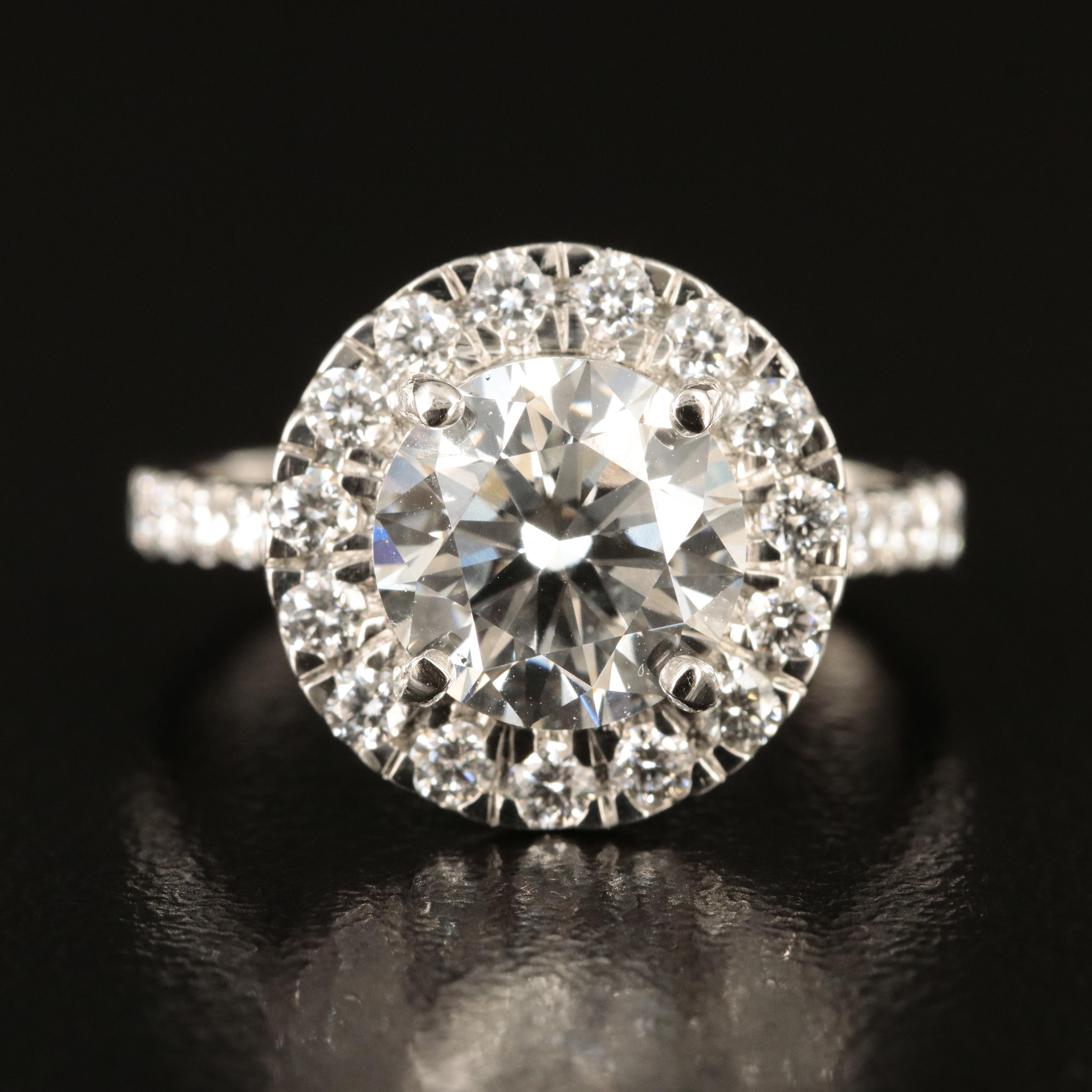 Platinum 3.10 CTW Lab Grown Diamond Halo Ring with IGI Report