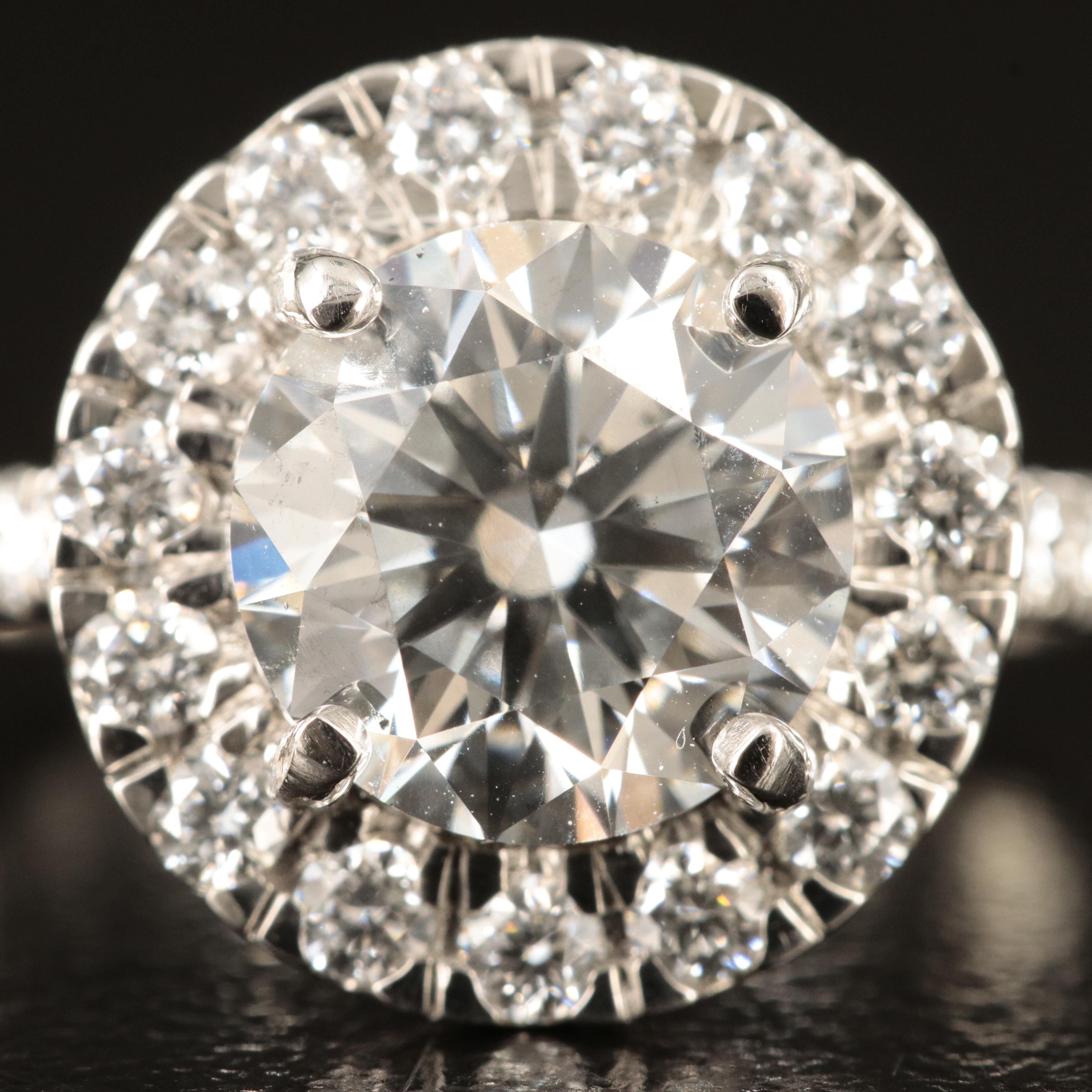 Platinum 3.10 CTW Lab Grown Diamond Halo Ring with IGI Report