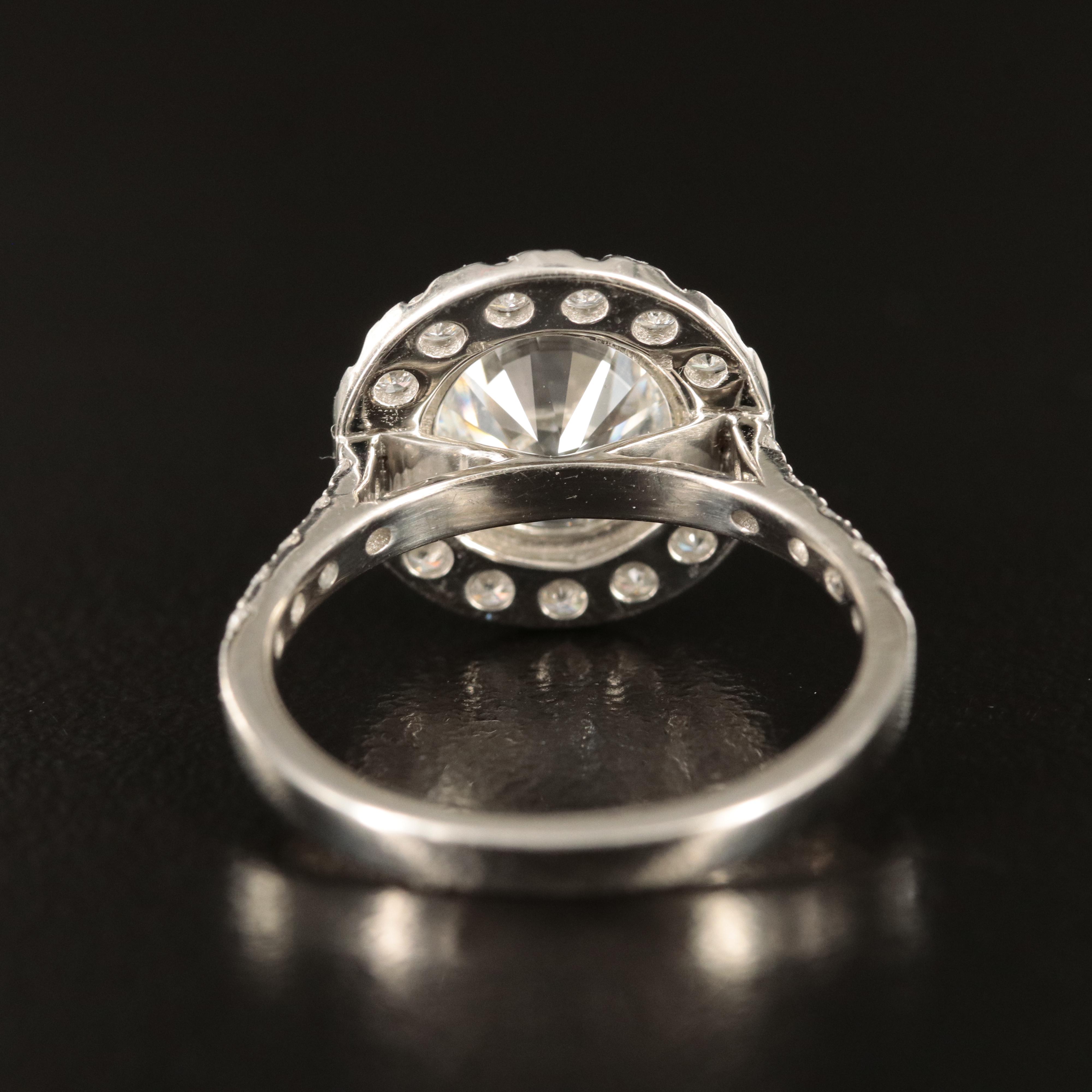 Platinum 3.10 CTW Lab Grown Diamond Halo Ring with IGI Report