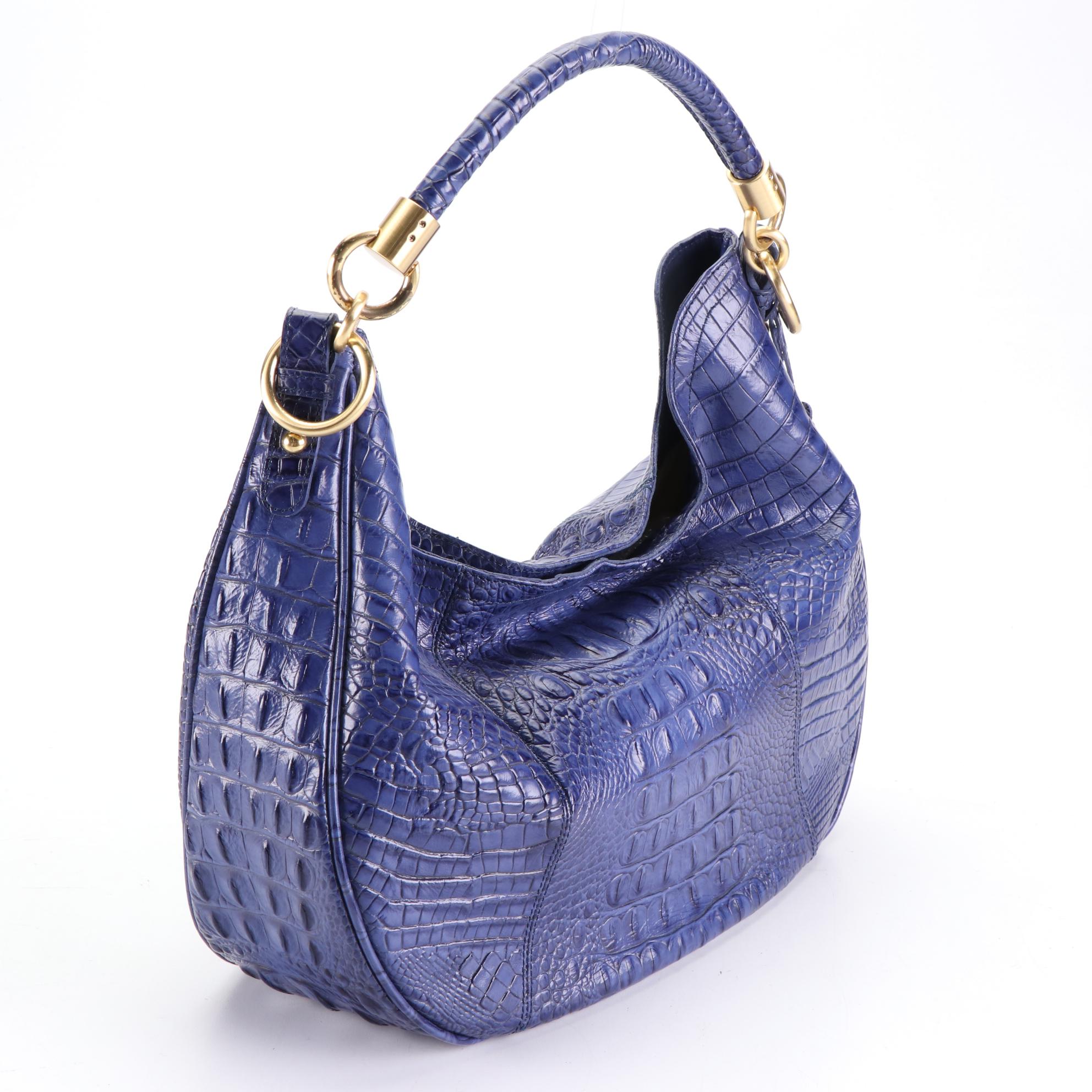 Brahmin Large Hobo Bag in Crocodile Embossed Leather