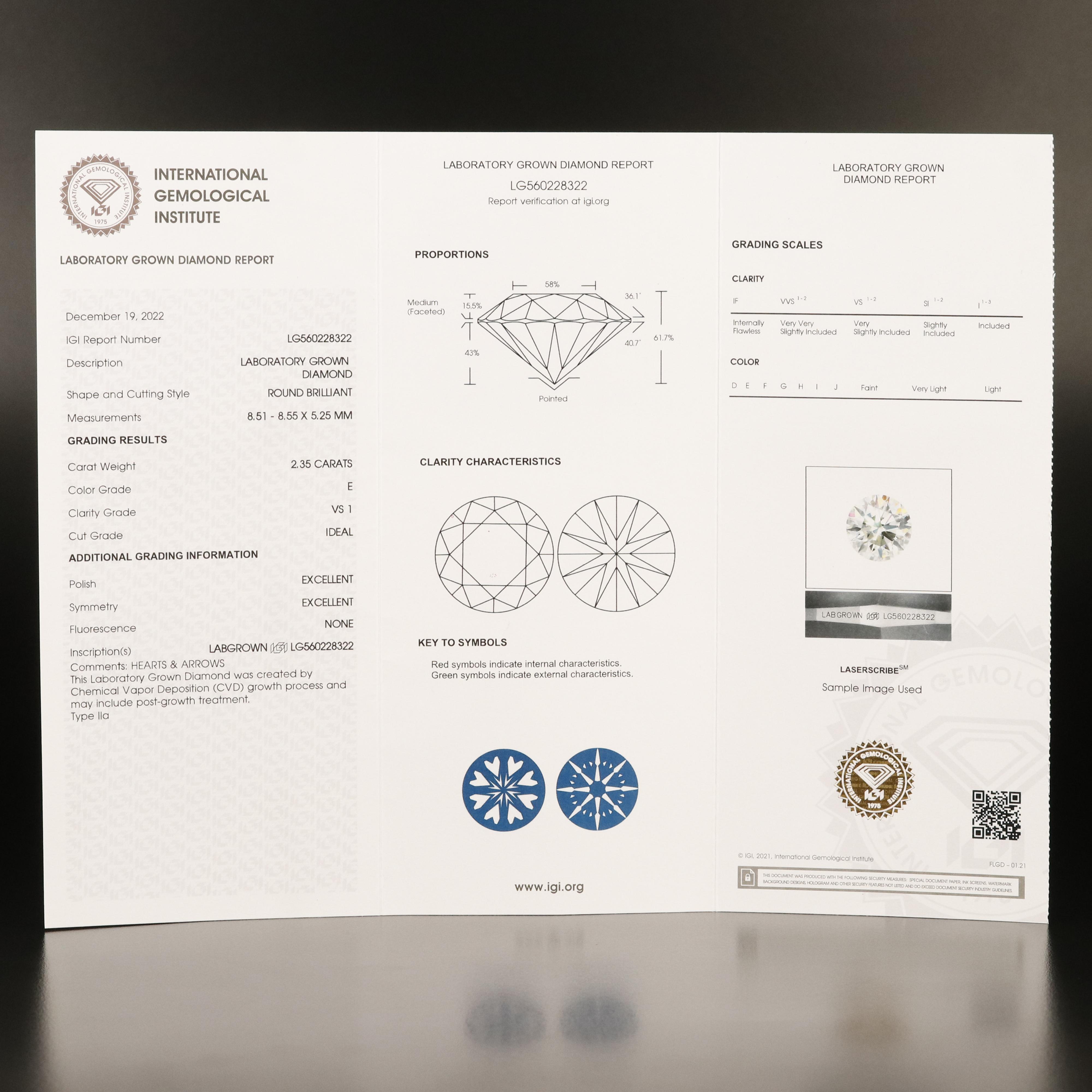 Platinum 3.10 CTW Lab Grown Diamond Halo Ring with IGI Report