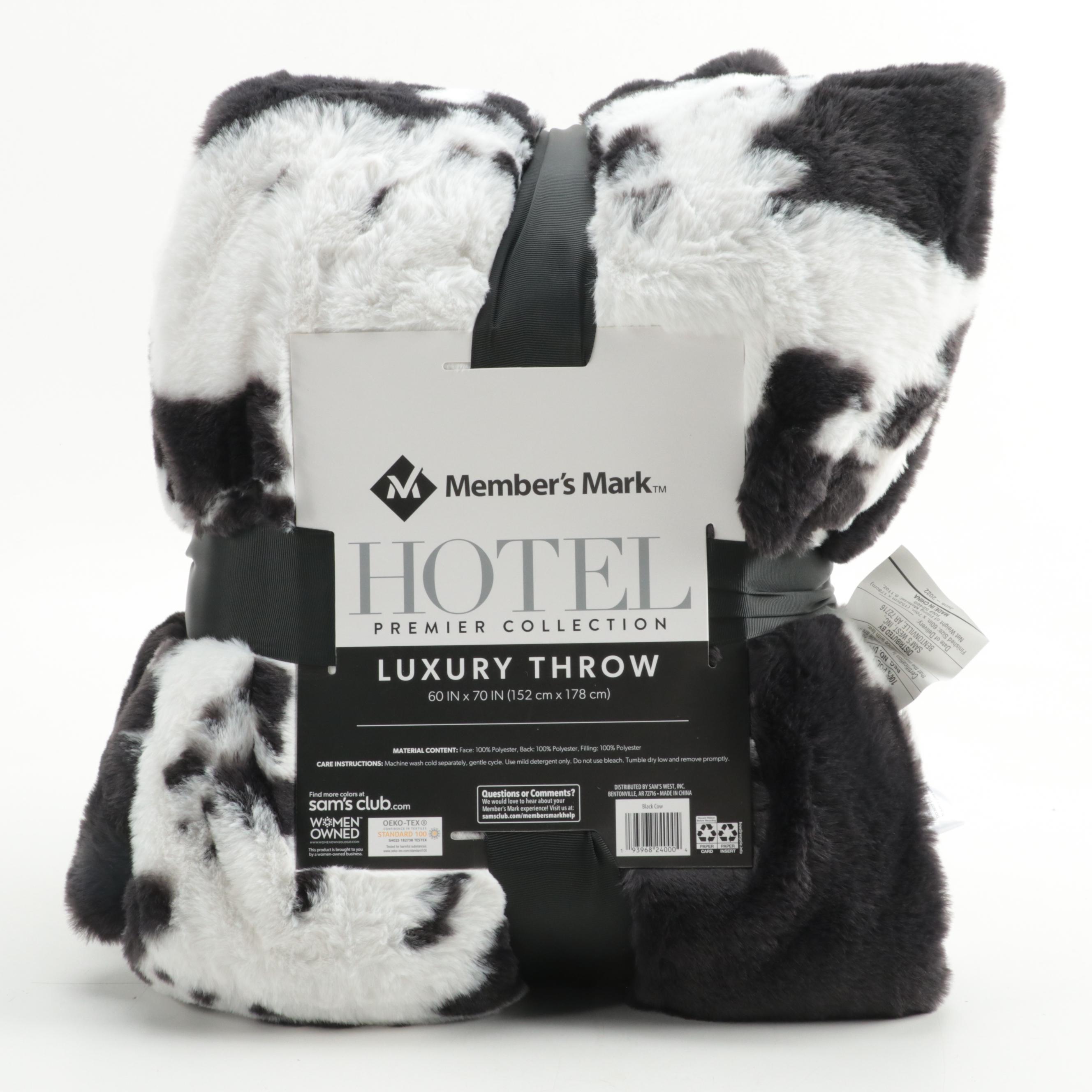 Member's Mark Hotel Premier Collection Luxury Throw Blanket in Black Cow