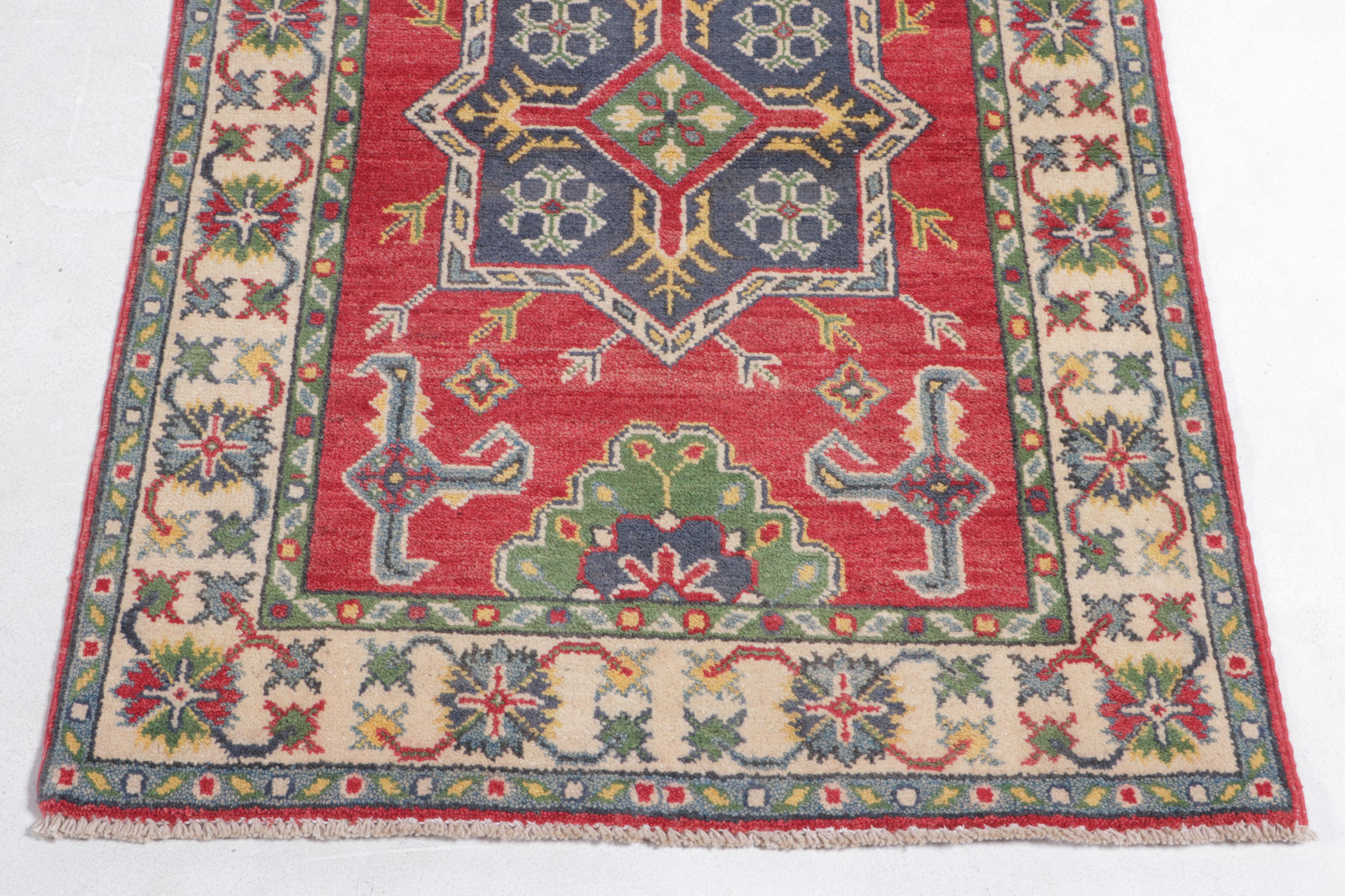 2'8 x 3'10 Hand-Knotted Pakistani Kazak Accent Rug