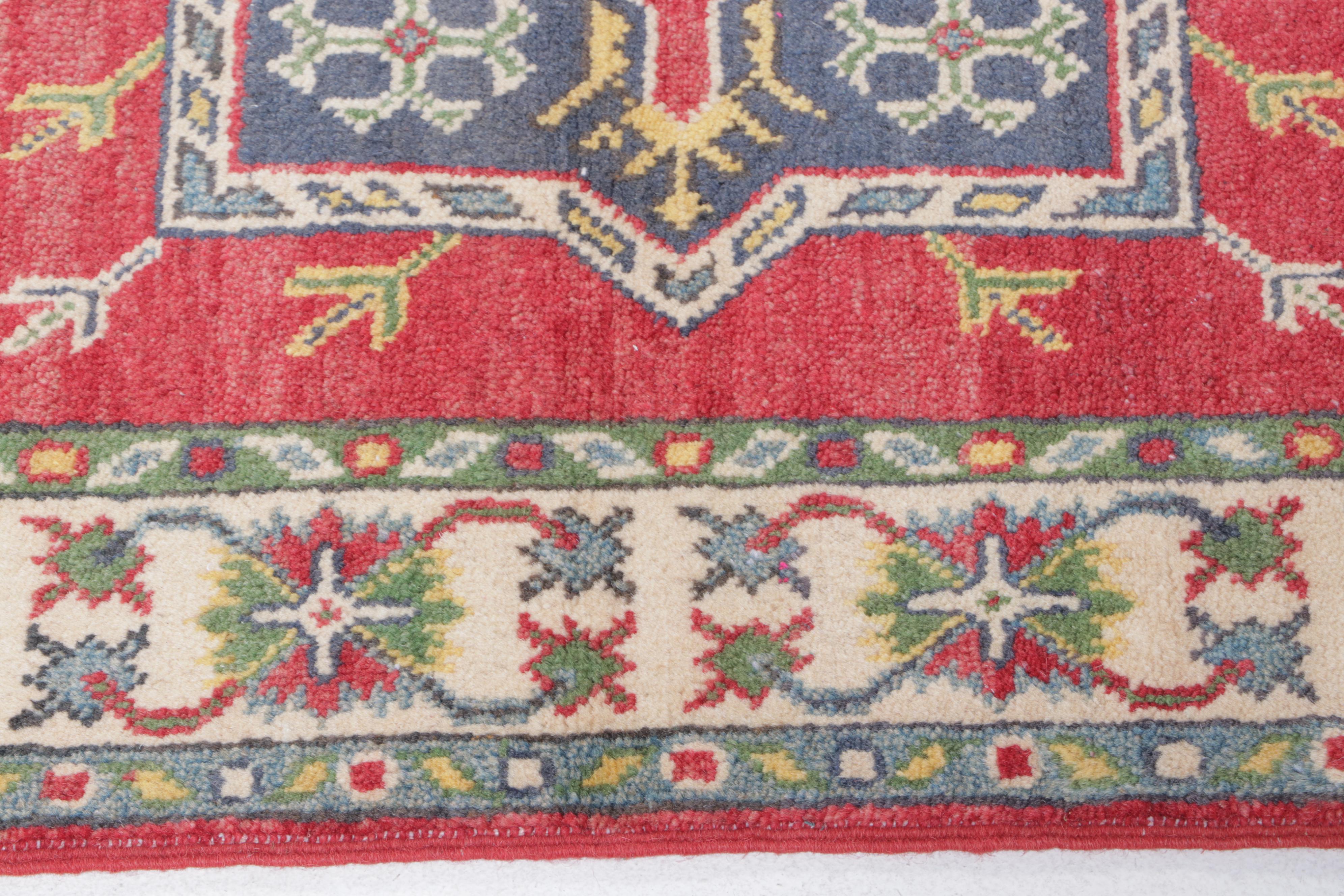 2'8 x 3'10 Hand-Knotted Pakistani Kazak Accent Rug