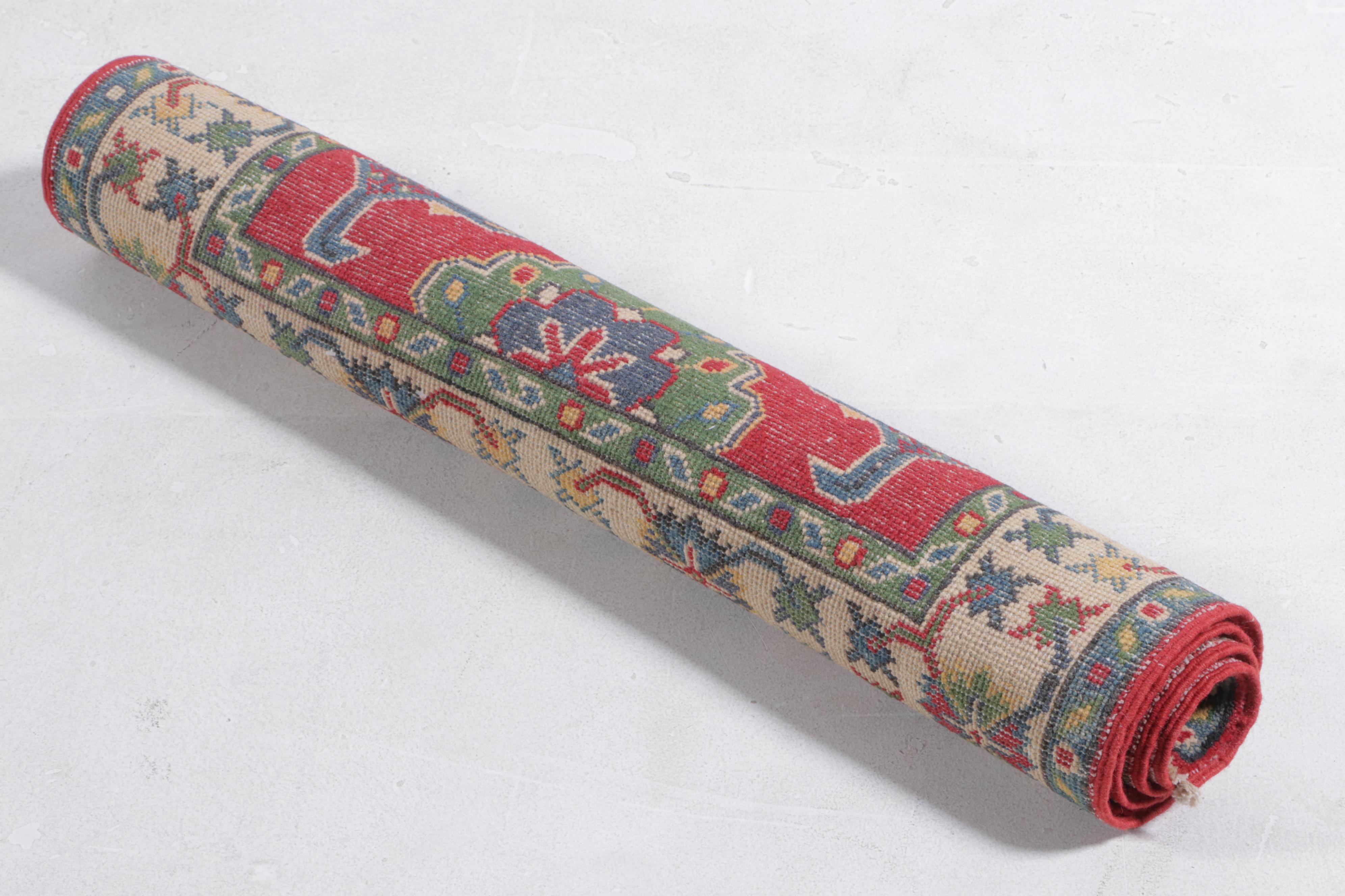 2'8 x 3'10 Hand-Knotted Pakistani Kazak Accent Rug