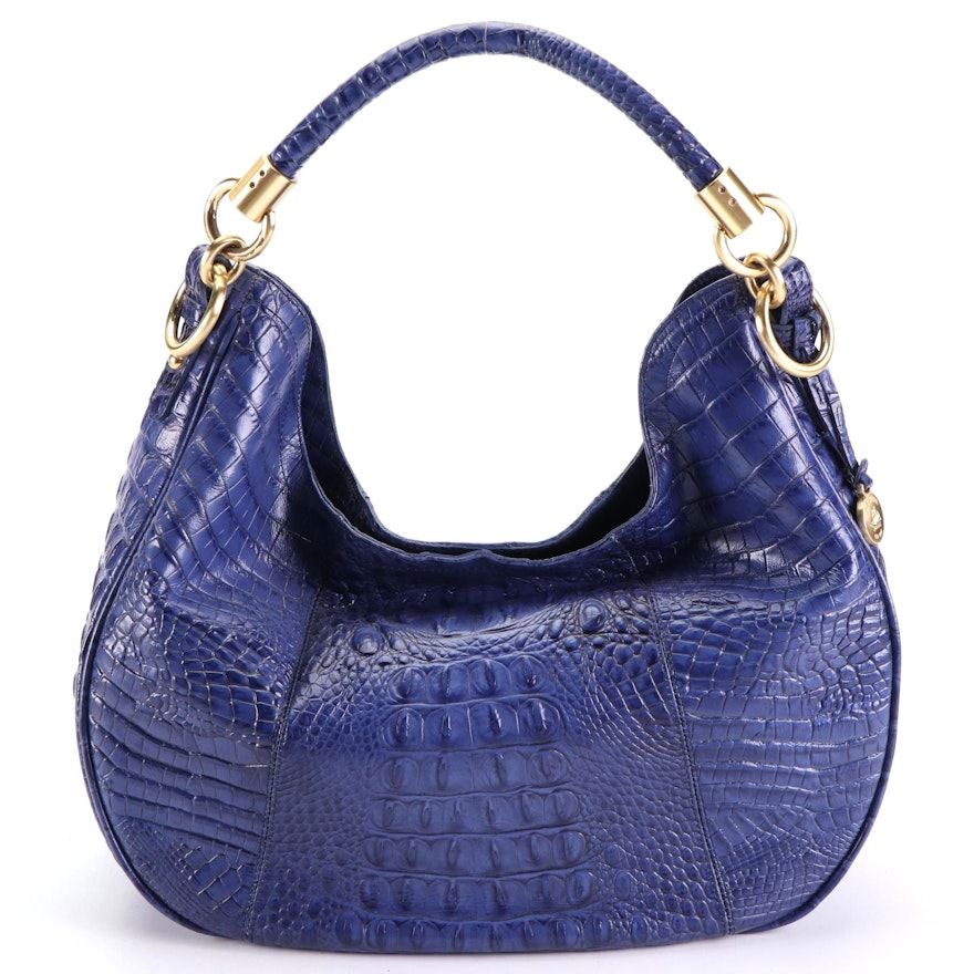 Brahmin Large Hobo Bag in Crocodile Embossed Leather