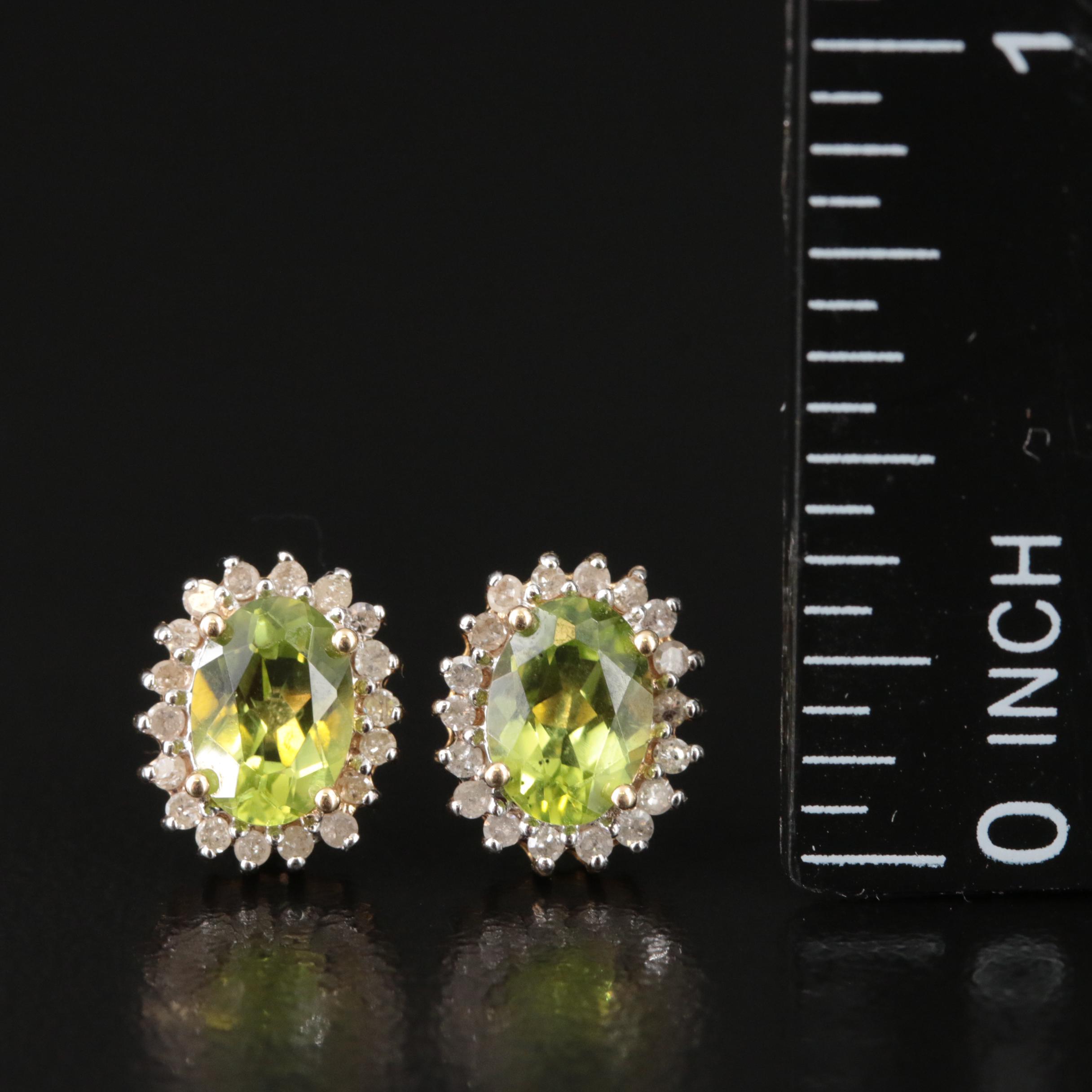 14K Peridot and Diamond Earrings