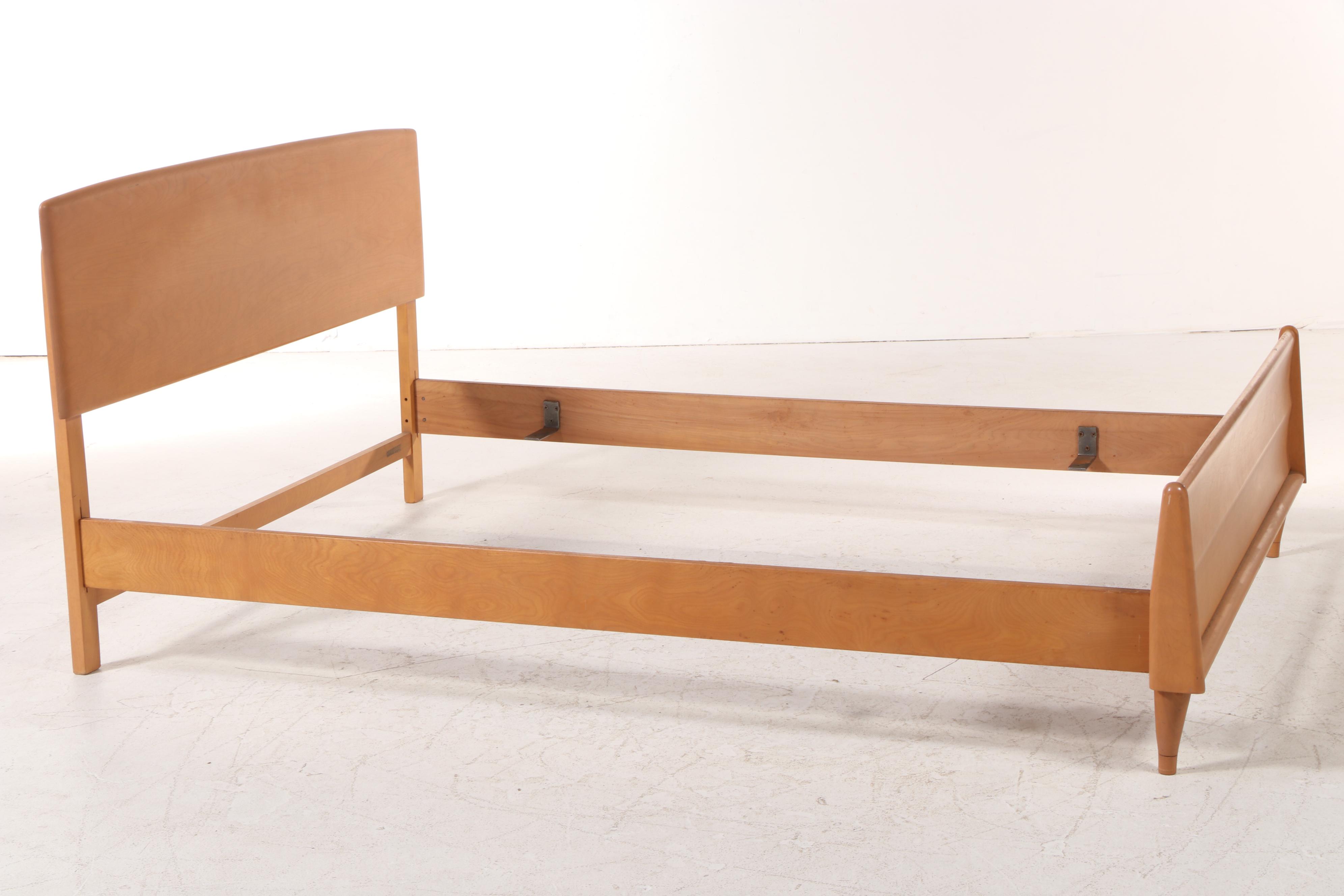 Heywood-Wakefield Mid Century Modern Full Size Bed Frame in Champagne Finish