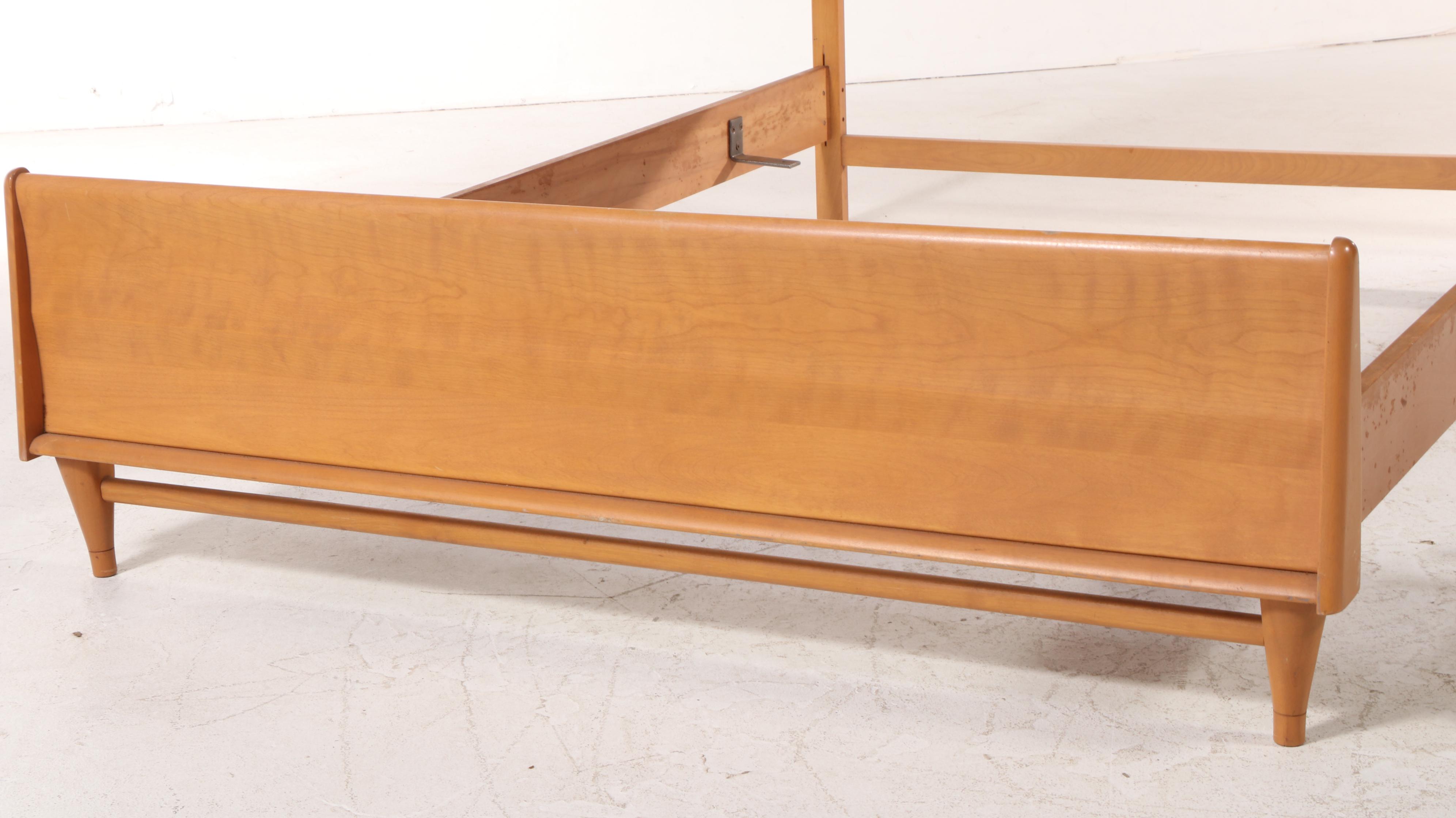 Heywood-Wakefield Mid Century Modern Full Size Bed Frame in Champagne Finish