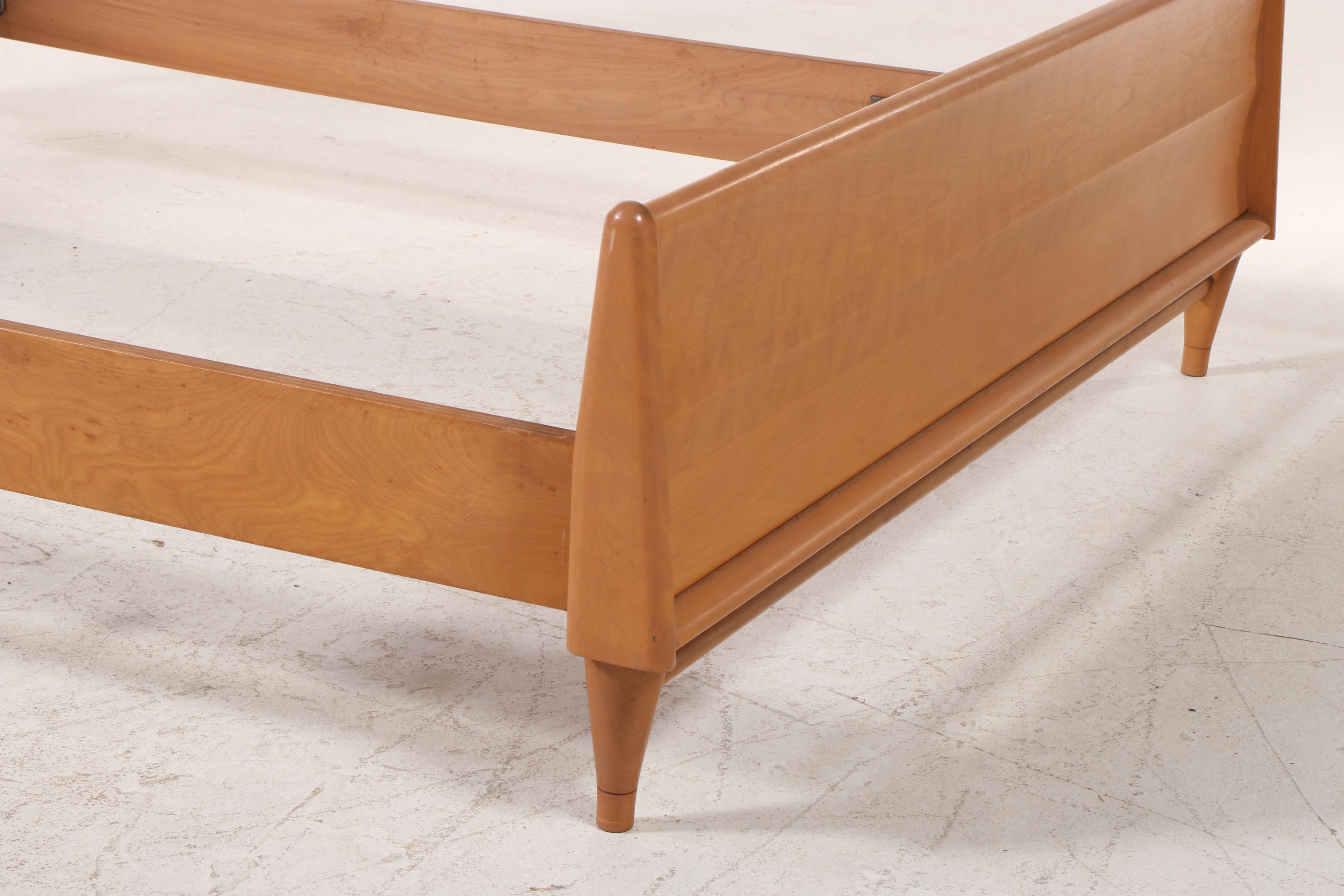 Heywood-Wakefield Mid Century Modern Full Size Bed Frame in Champagne Finish