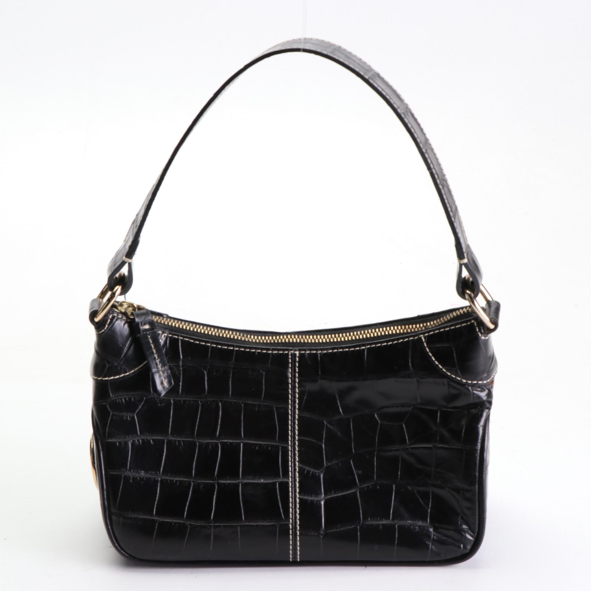 Dooney & Bourke Shoulder Bags in Black and Brown Croc-Effect Leather