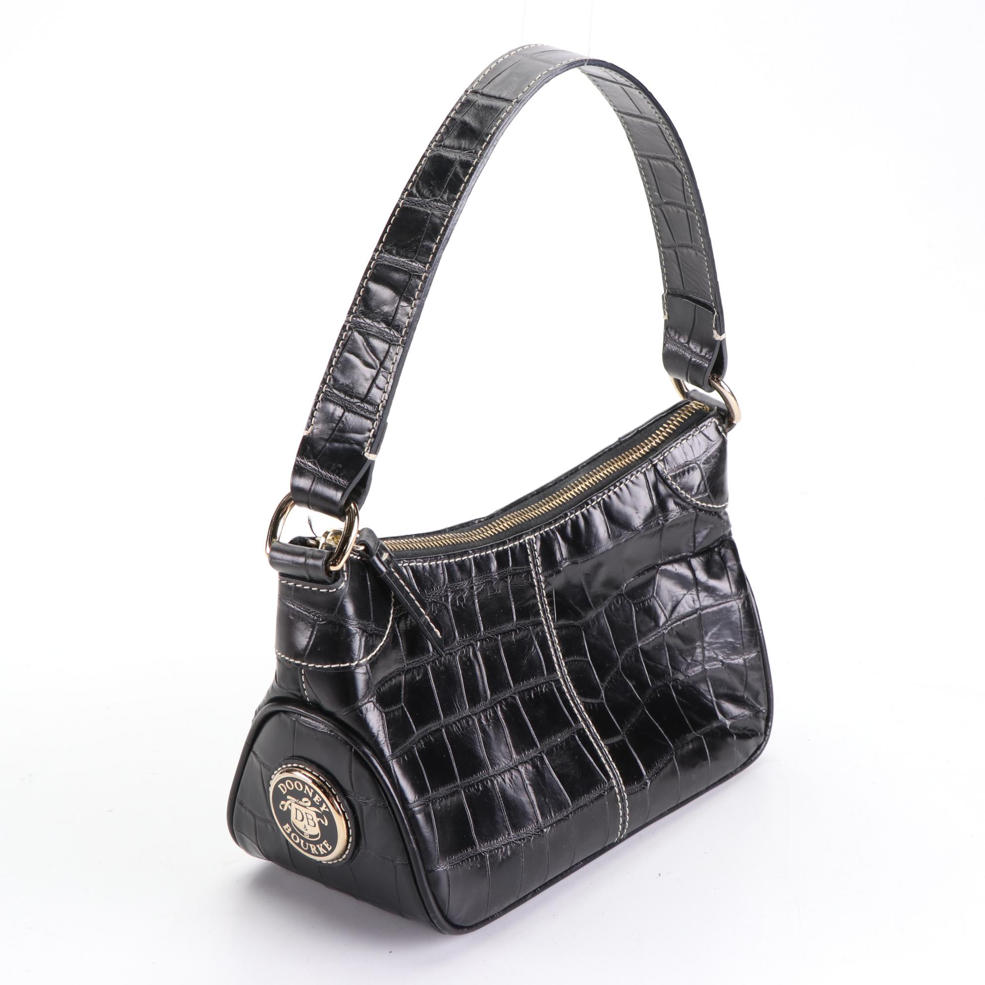 Dooney & Bourke Shoulder Bags in Black and Brown Croc-Effect Leather